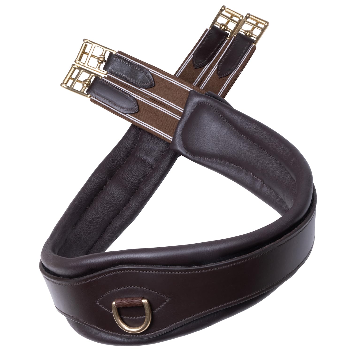 SUNRIDE Cincha 2 en 1 con Borrego para Caballo (SohoFlex) - Sistema DualChange - Cuero Genuino - Anillas en D - Hecho a Mano - Inserciones Elásticas - Hebillas de Rodillo (marrón, 120 cm)
