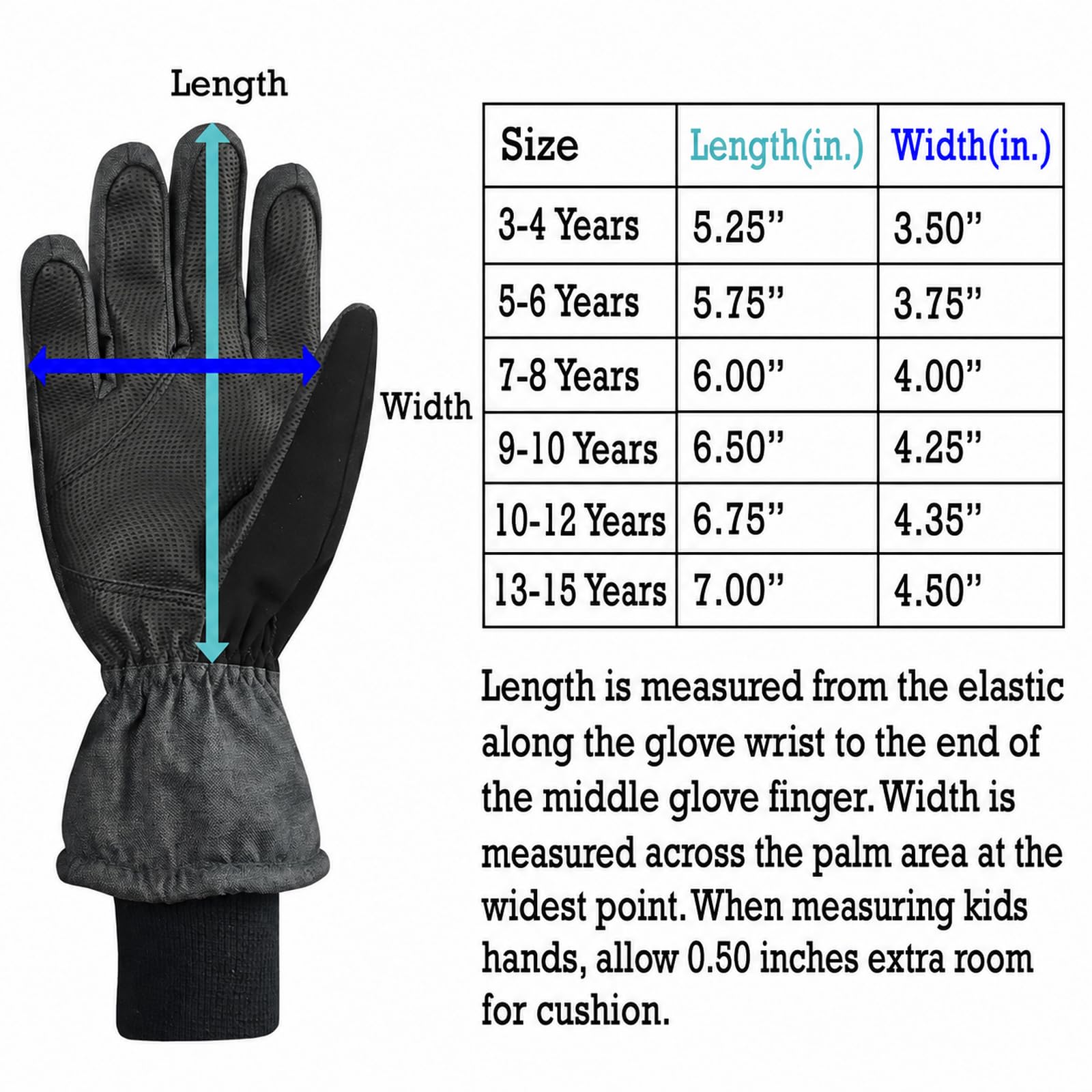 N'Ice Caps Kids Bulky Thinsulate and Waterproof Ski Glove with Ridges