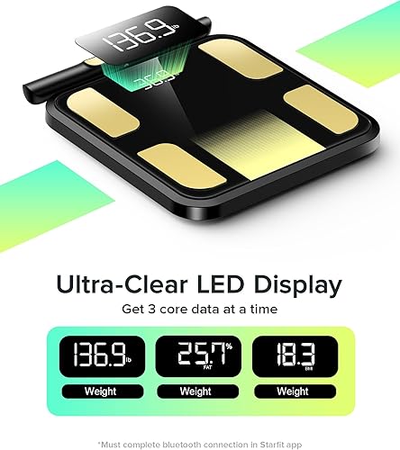 Miniatura 2 de RunStar Smart Scale for Body Weight, Full-Body Bathroom Scale with 8 Electrodes for BMI, Muscle Mass, 3-Metric Display, High-Accuracy Body