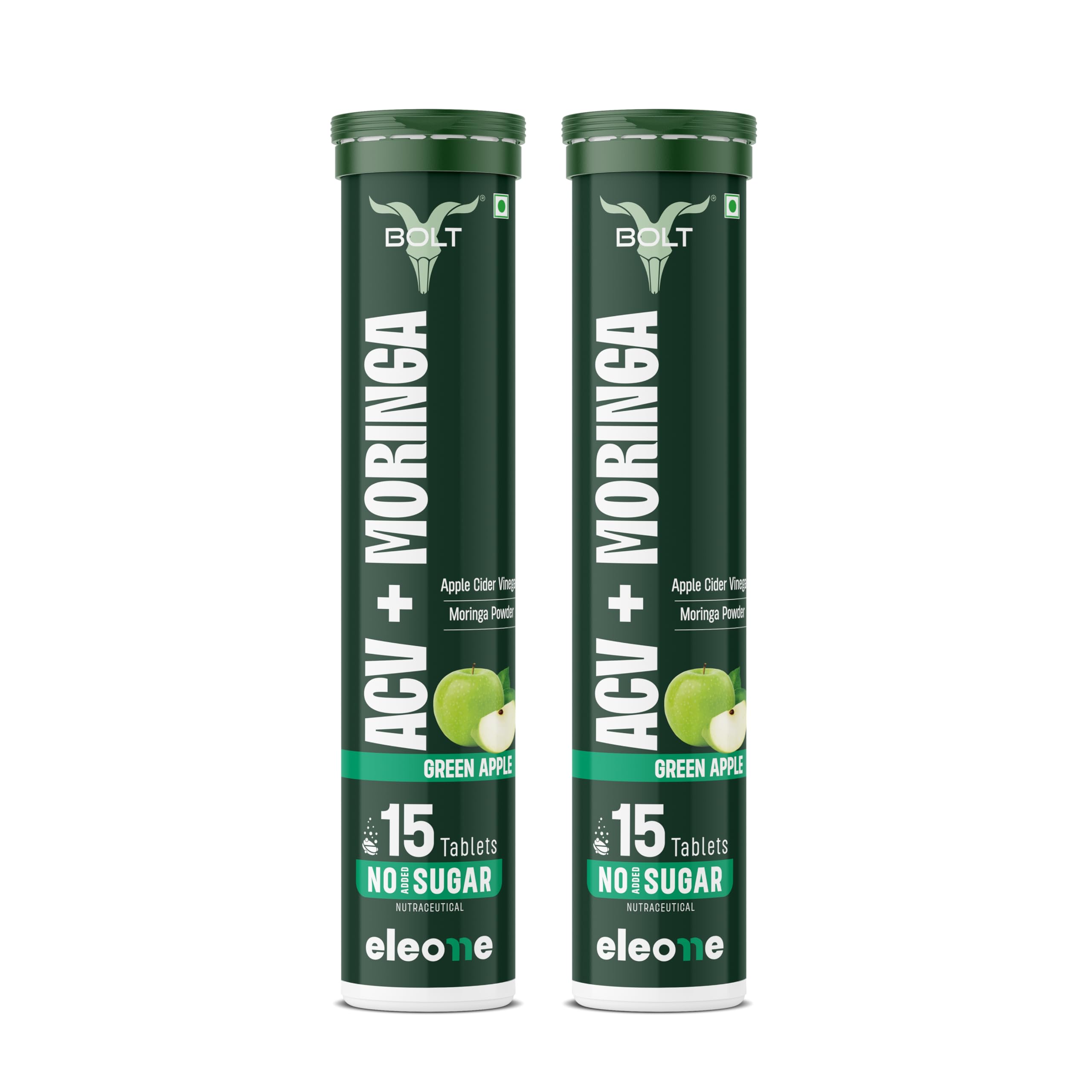 Bolt Nutrition ACV Moringa Effervescent (15 count (Pack of 2), Green Apple)-image-9