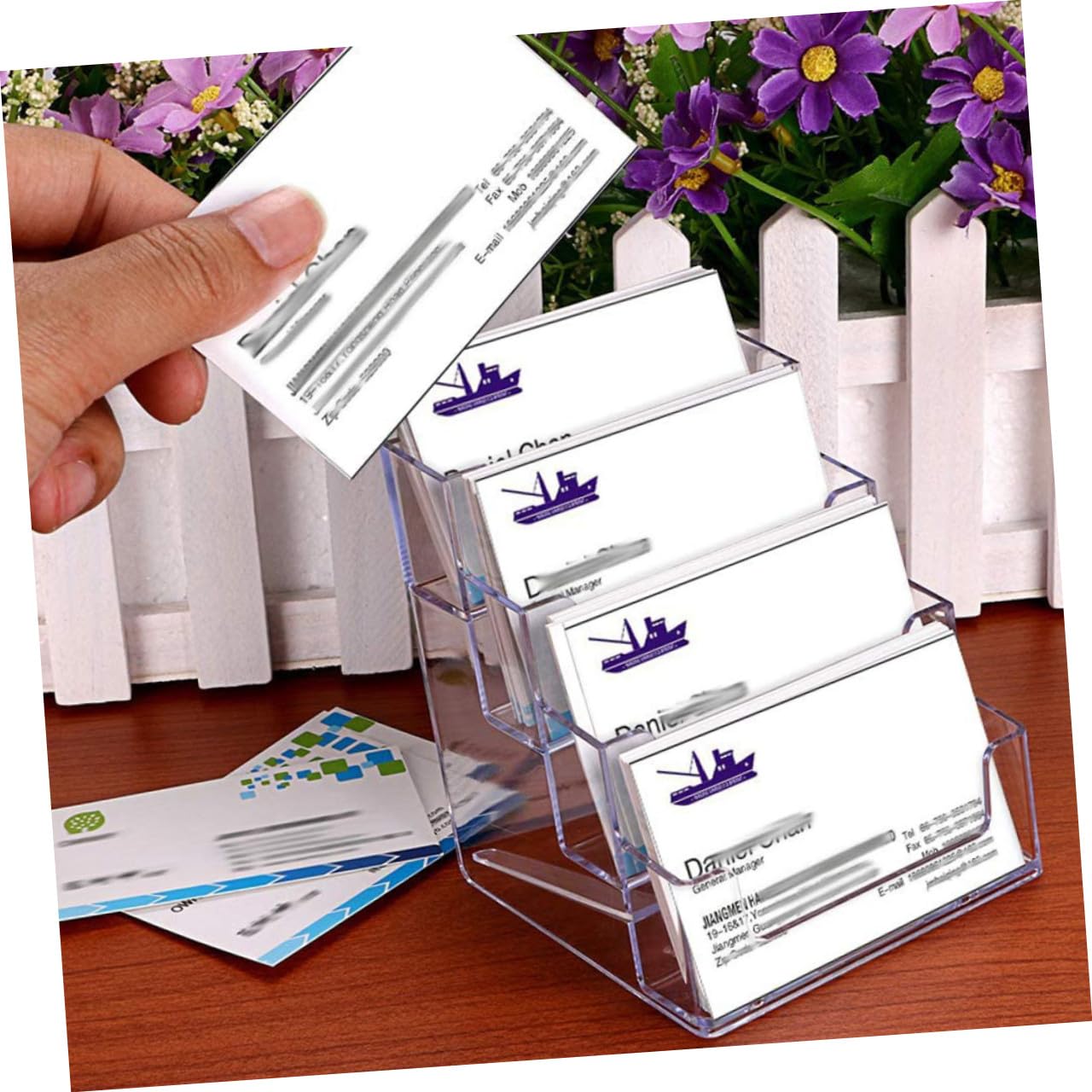 NUOBESTY 3 Pz espositore casse scrivania portacarte portatessera contenitore aziendale titolare di attività desktop credito porta carte Custodia per biglietti da visita plastica Transparent