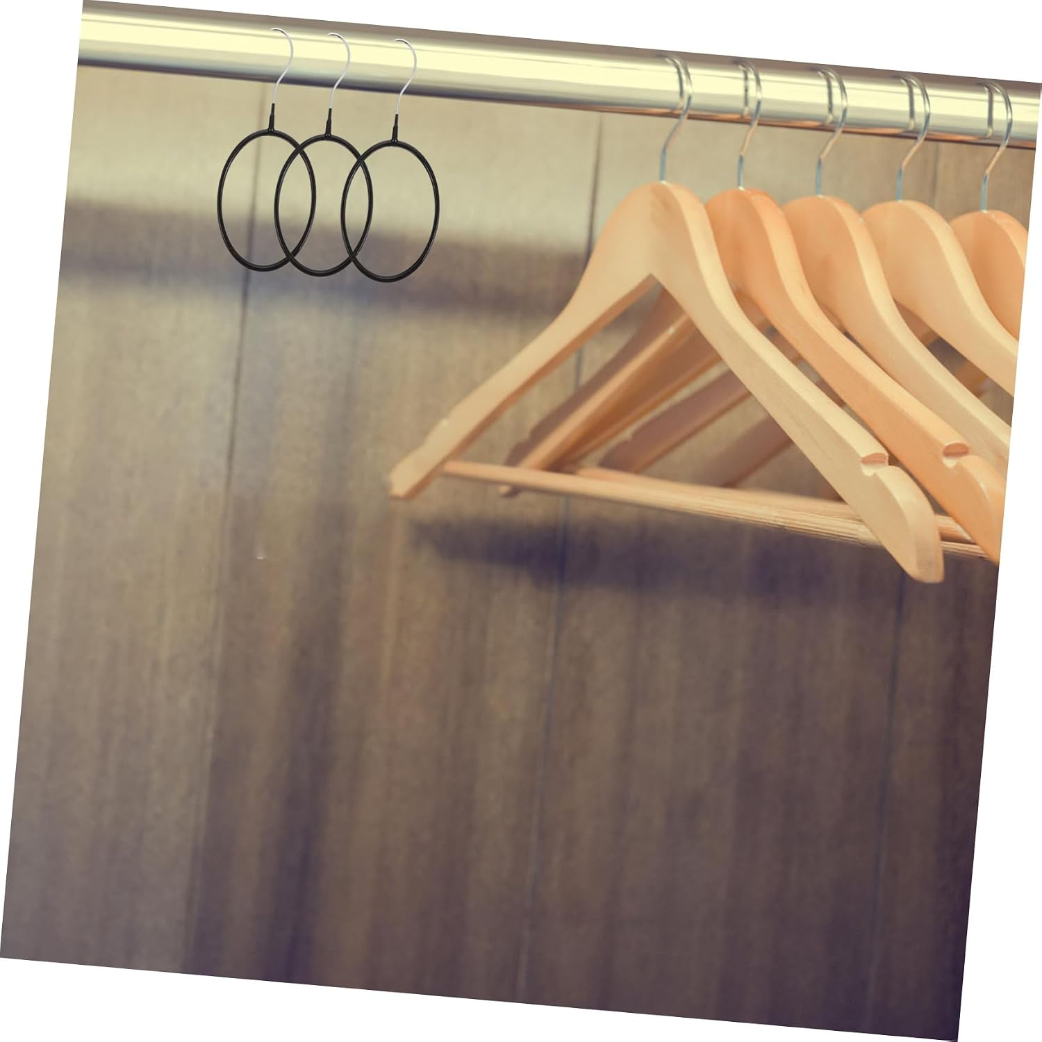 8pcs Black Large Iron Wire Scarf and Tie Hangers with Plastic Coating, Closet Scarf Holder and Wardrobe Tie Organizer for Home Storage