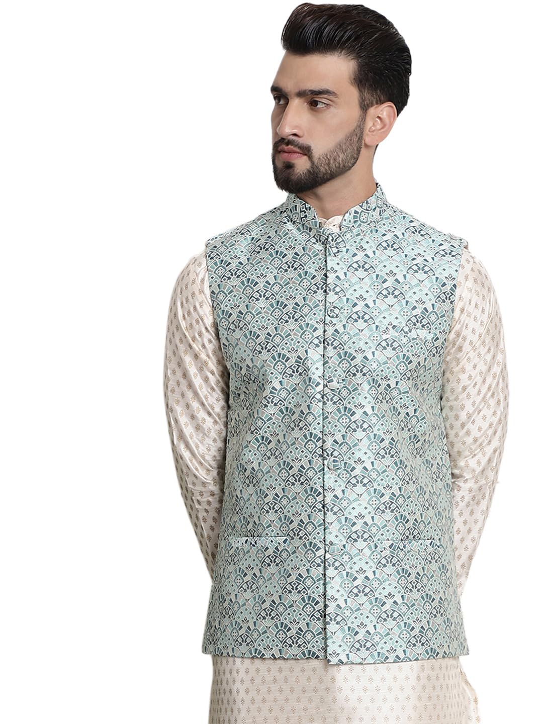 sojanya (Since 1958 Men's Jacquard Silk, Nehru Jacket-picture-22