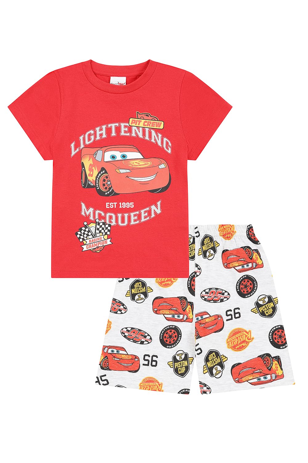 Disney Boys Red Cars Lightning Mcqueen Short Pyjamas Pj's For Kids (6-7 Years)