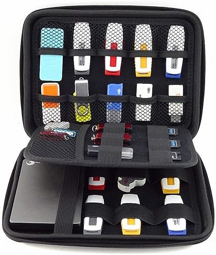Miniatura 2 de Agile-Shop - Funda multifunción para disco duro USB con ranura para tarjeta de crédito color negro Negro grande Big Black, Black, Azul / Patchwork