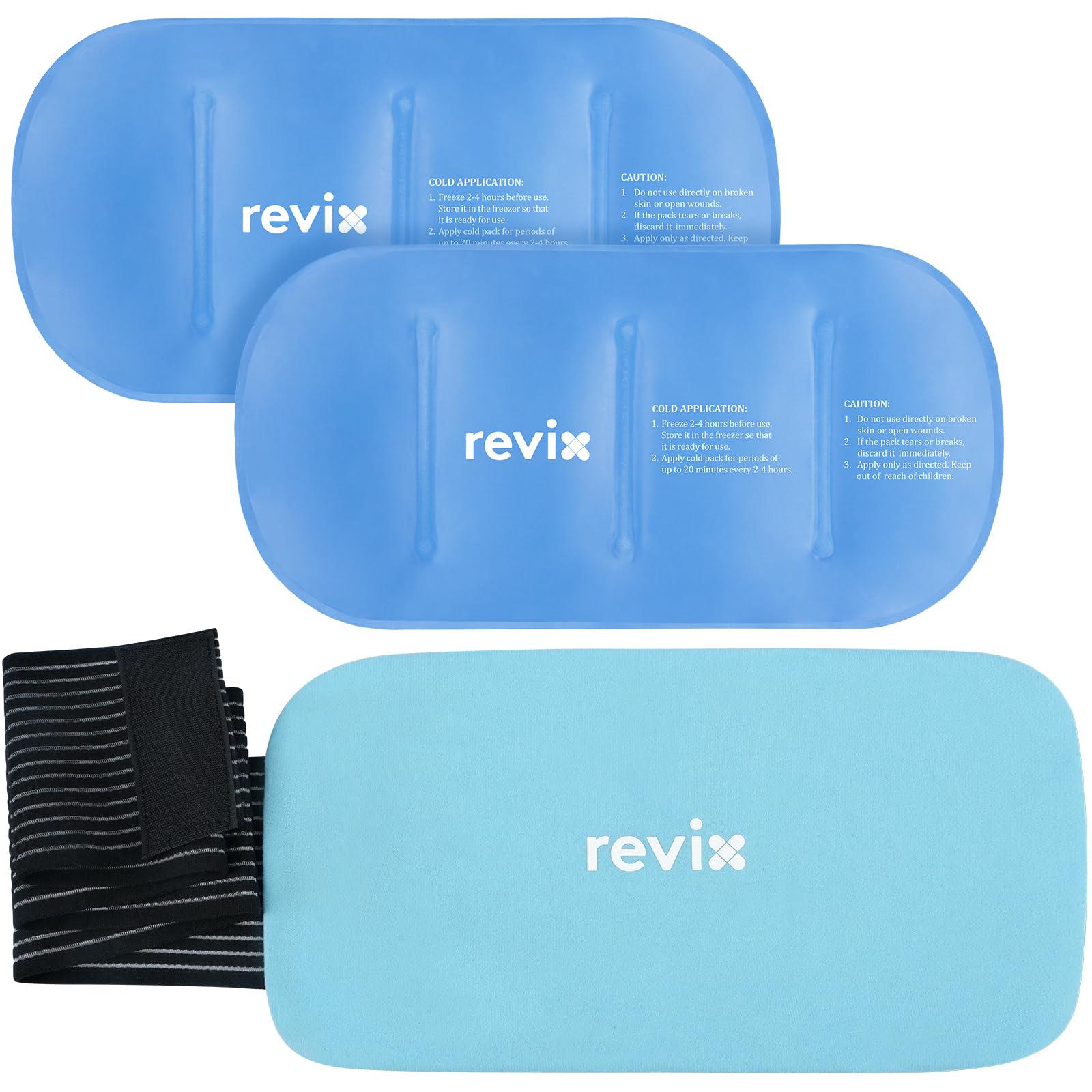 REVIX Ghiaccio in gel riutilizzabile, 35,6 x 17,8 cm, confezione da 2 pezzi, flessibile, con cinghia per schiena, spalle, fianchi, cosce, extra large per il recupero quotidiano e sollievo dal