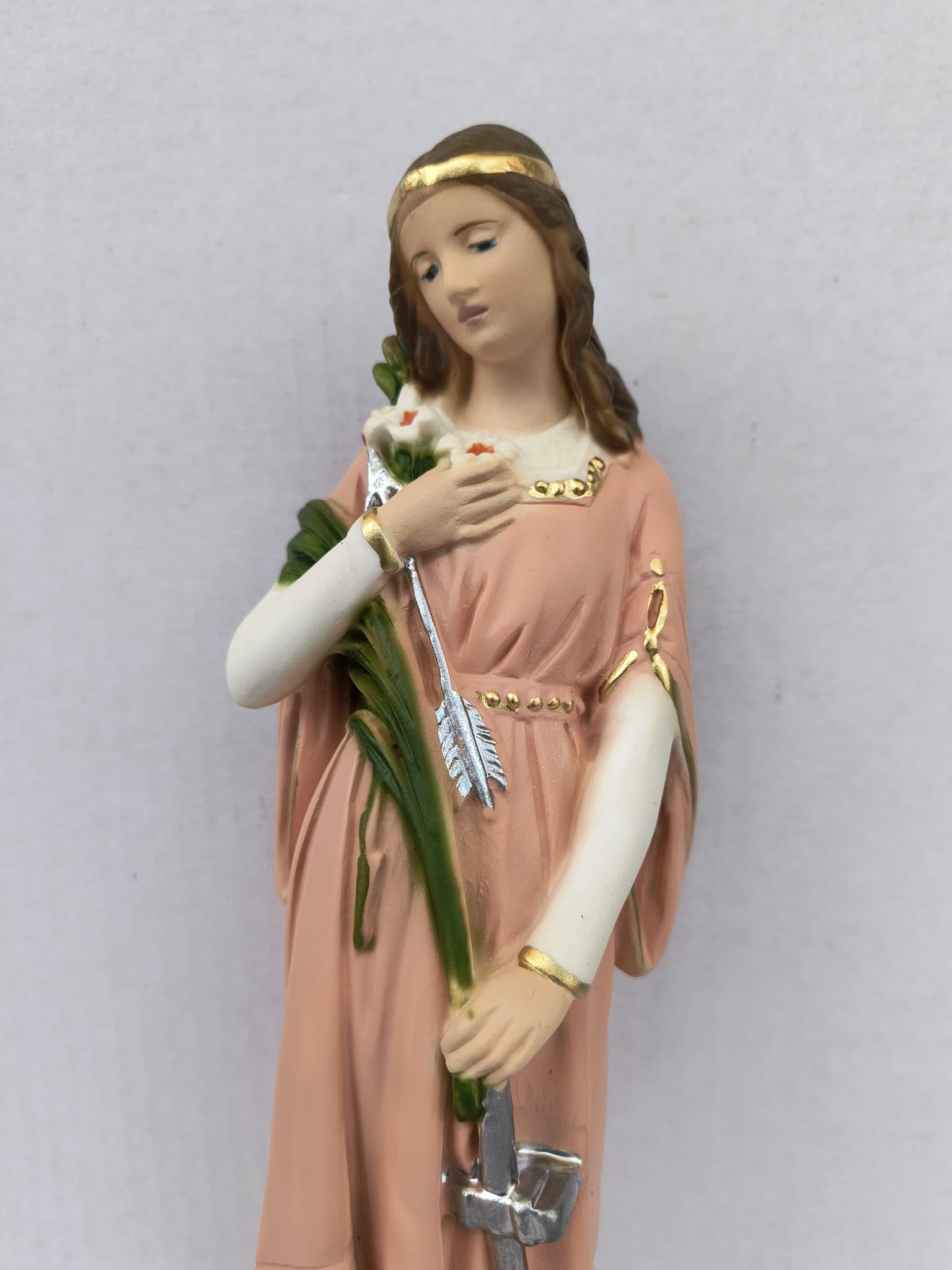 Generico ArteSacraCaravaggio Statua di Santa Filomena cm 30 (11,81 inches) realizzata in marmo resina decorata a mano di produzione artigianale italiana