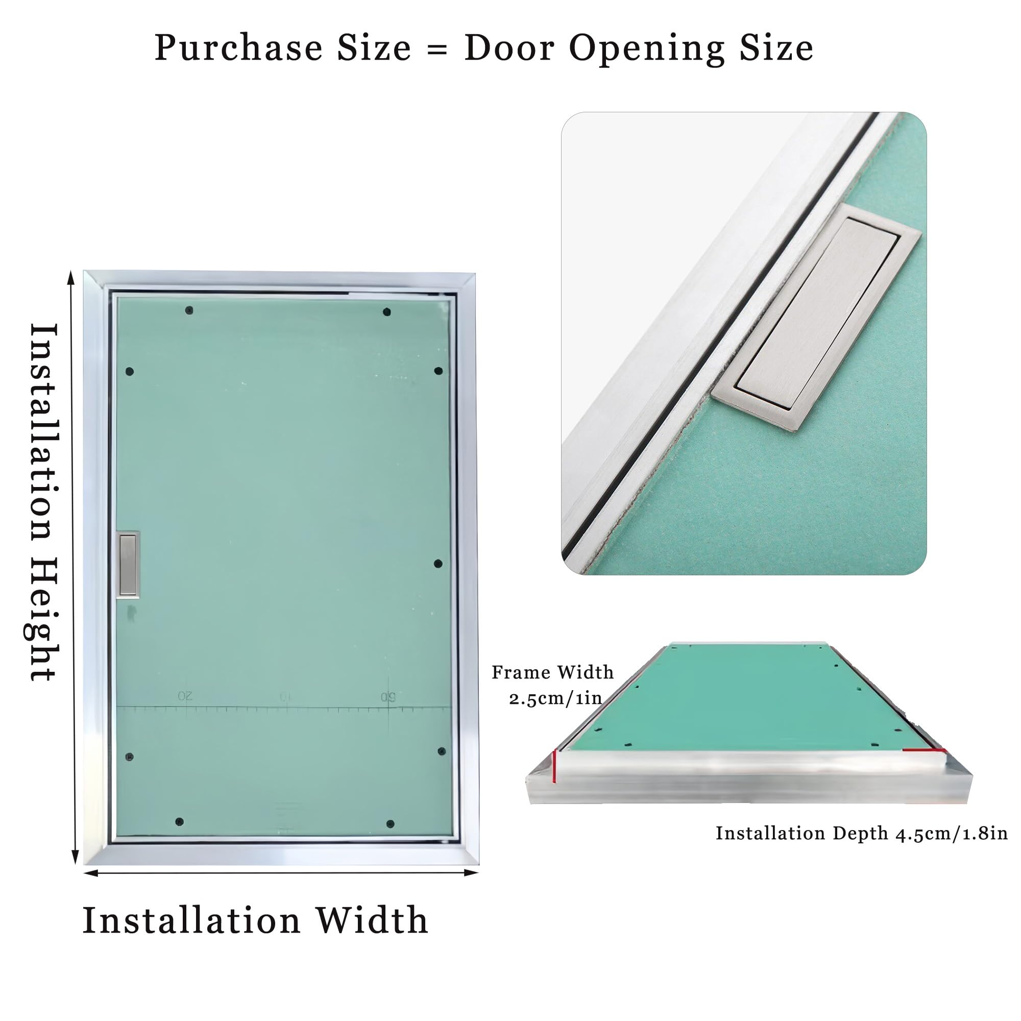 Panel de Acceso para Paredes de Yeso Placa de Yeso Pintable Marco de Aluminio Puerta de Mantenimiento Invisible(W30xH99cm)