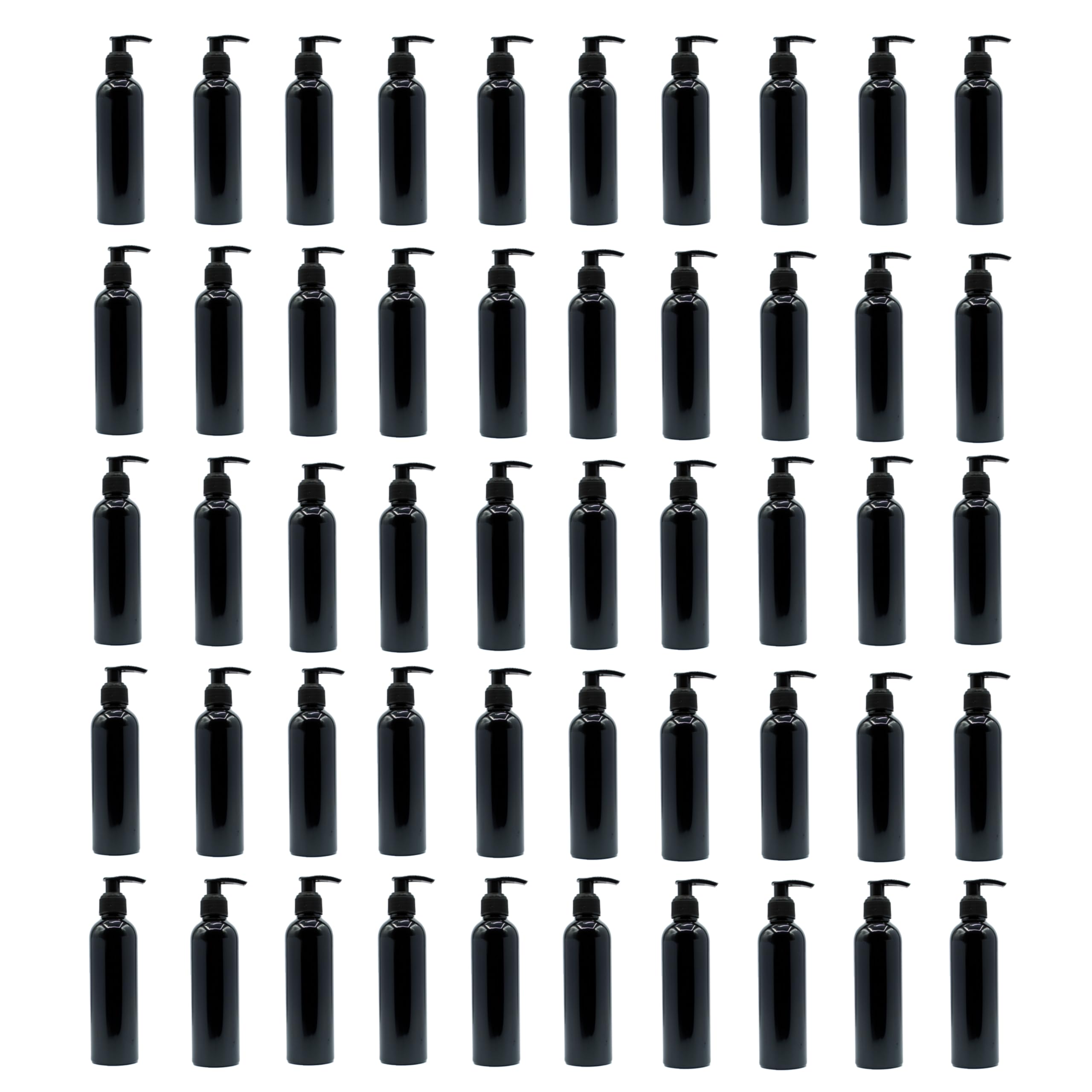 PHARCOS 200ml Refillable Pump Dispenser Bottle – Plastic Bottle for Shampoo, Lotion, Body Wash, Conditioner, Liquid Soap – Leak-Proof, Travel-Friendly, Multipurpose Use Black & Black, Pack of 50-image-0