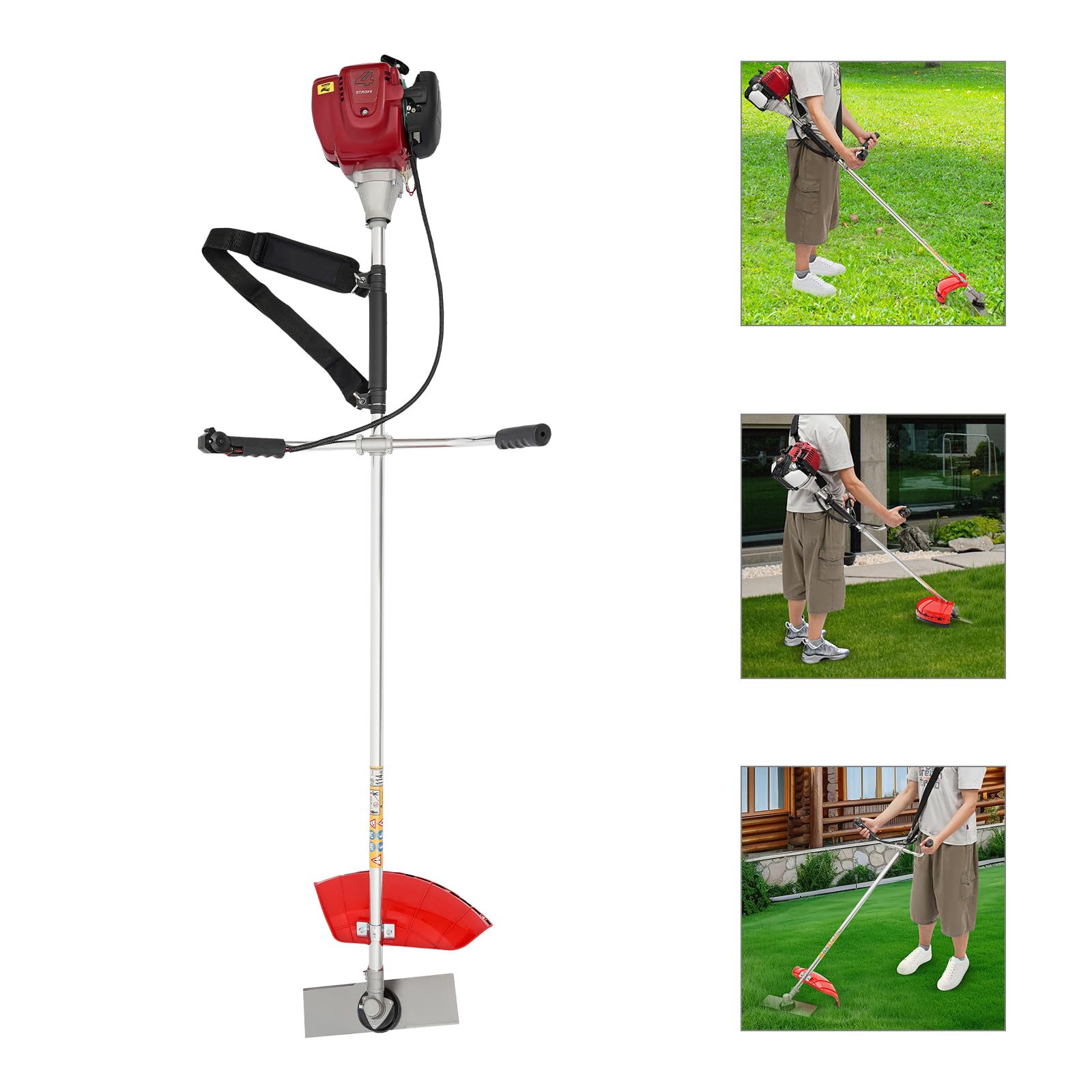 DYNAMI 38.3cc 1050W Brush Cutter, 2 in 1 Grass Trimmer with 4-Stroke Engine, Dual Side Operating Lever,for Lawn Care and Yard Work