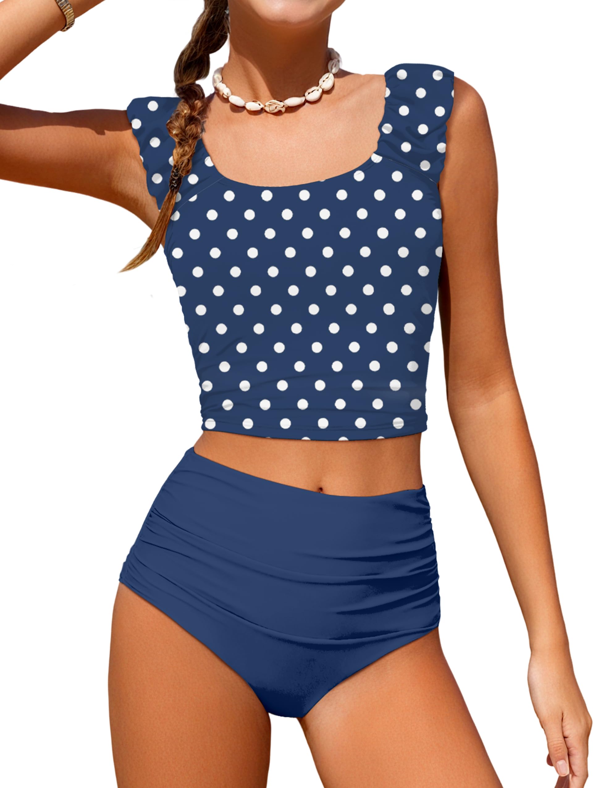 Girls Tankini Swimsuit 2 Piece Bathing Suit Twist Cross Back Cutout Swim Tank Top Floral Print Swimwear for 7-18Y