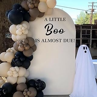 A Little Boo is Almost Due Decal - Halloween Spooky Baby Shower Balloon Arch Decal, Happy Summerween Party Decor,Pregnancy Announcement Sign