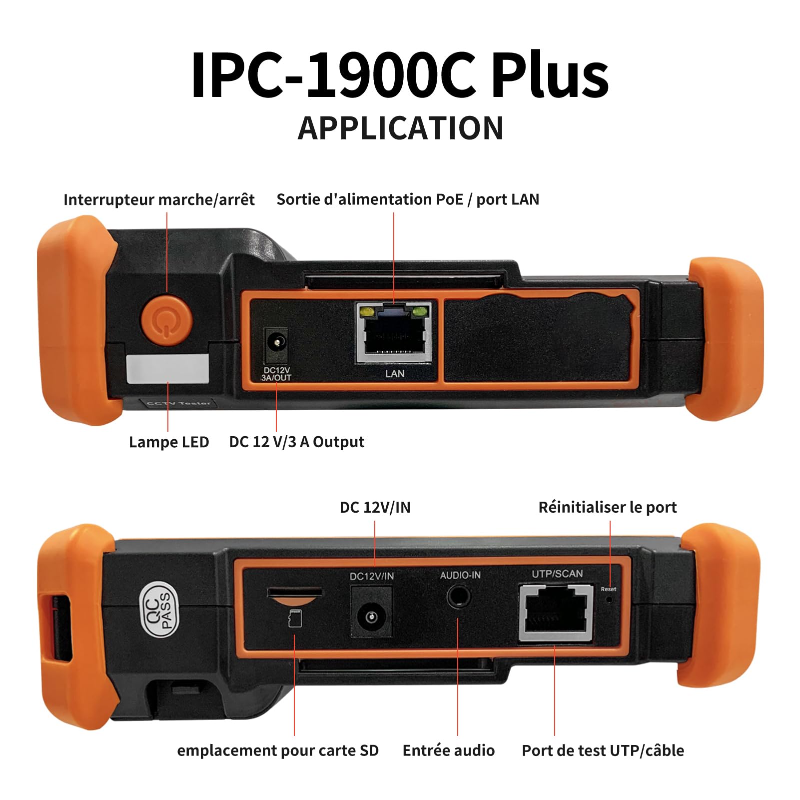 Henkion Testeur de Vidéosurveillance CCTV IP IPC-1900C Plus 4K 8MP 8K 32MP Test de Caméra IP Moniteur Écran Tactile 4 Pouces Tester CCTV Support POE WiFi Sortie DC12V/3A avec Traceur de Câble