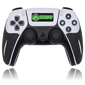 Dragon Grips Controller Grips for PS5 Controllers Textured Skin kit for Playstation 5 Dualsense. Haptic Compatible Gaming Controller Grip Skins for Buttons, triggers, D-pad Black 22 pcs (Single Unit)