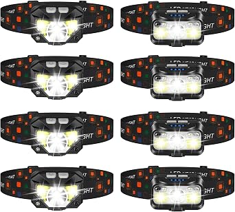 LHKNL 4Pcks TG-T069 1100 Lumen Headlamp Flashlight and 4Pcks TG-T12601 1100 Lumen Rechargeable Headlamp-8 Packs