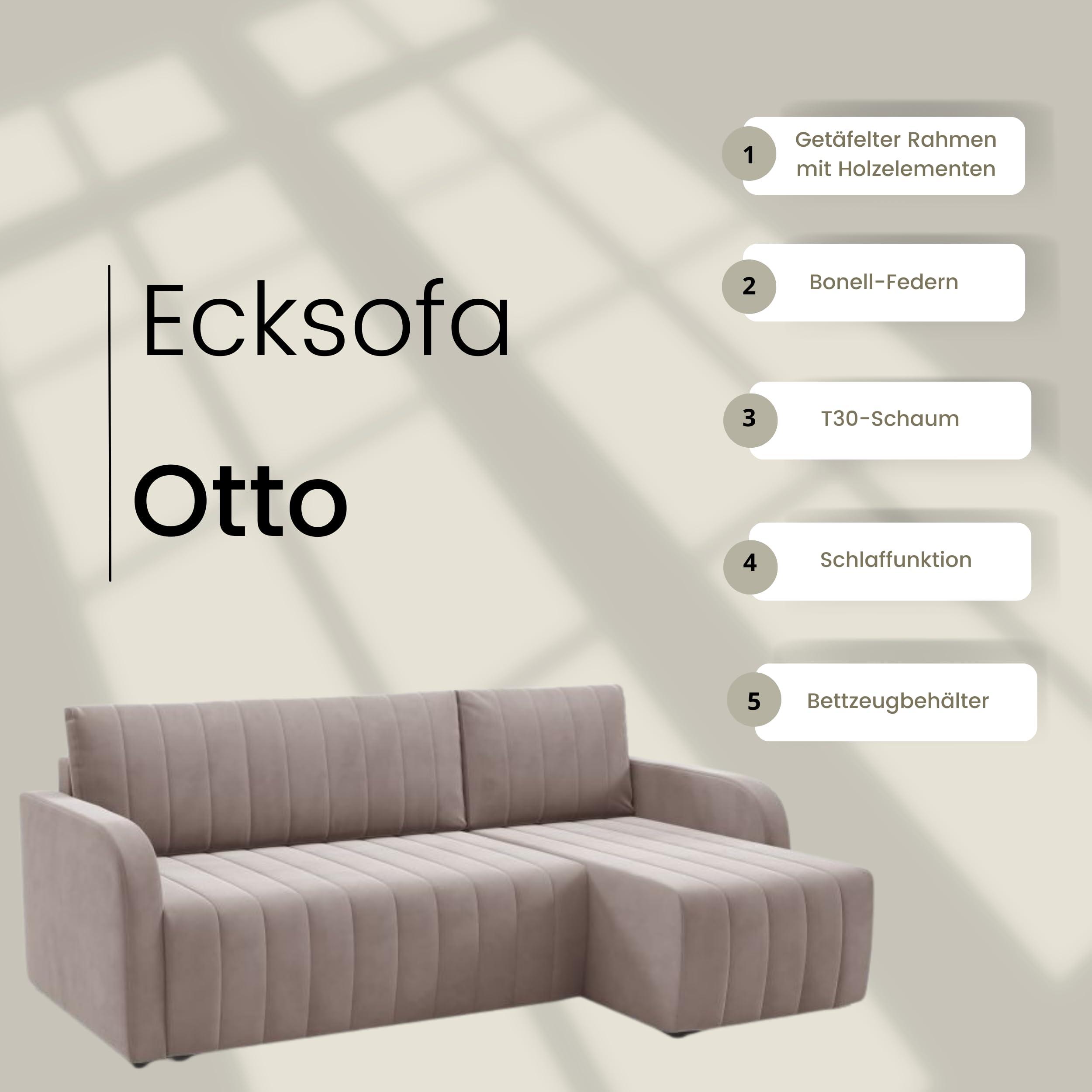 LIKMA Narożnik 224 cm Granatowy Rozkładany Otto Kształt L z Funkcją Spania (200x140 cm) i Pojemnikiem na Pościel Tapicerowana Sofa; Tkanina Trinity 242