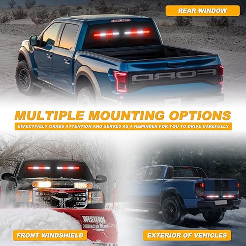 Miniatura 6 de LRTER Barra de luz 2 en 1 para asesor de tráfico, luz estroboscópica para parabrisas, visera estroboscópica de emergencia, luces intermitentes de