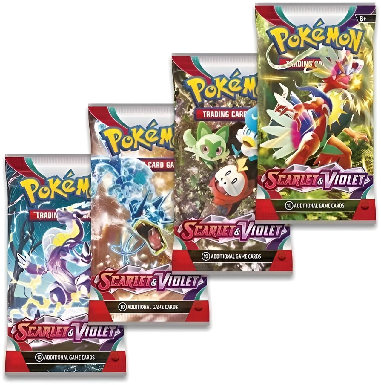 Pokemon TCG Scarlet & Violet Booster Packs x4 | Each Pack Contains 10 Pokémon | One of Each Artwork + Toploader
