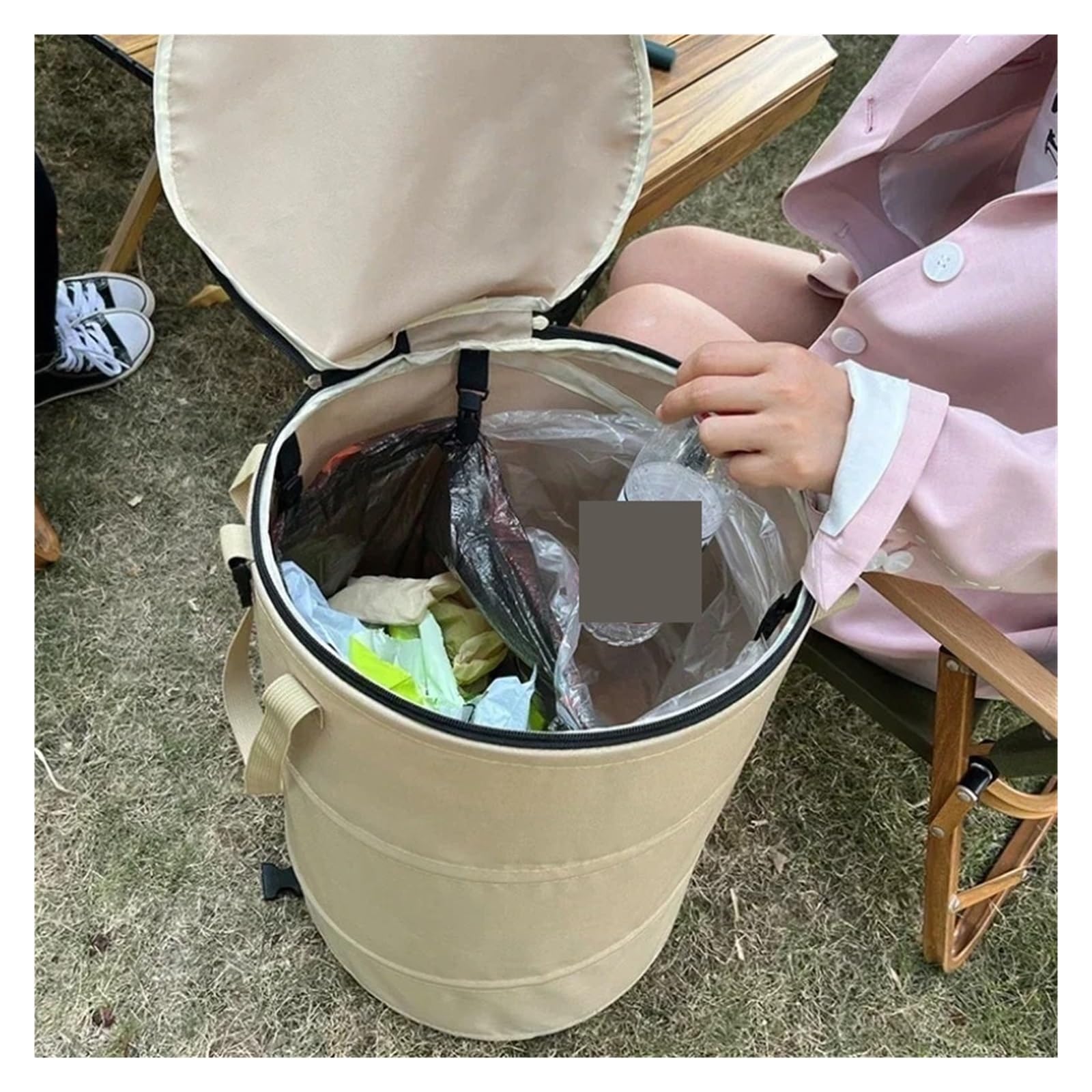 Poubelle Voiture Poubelle Camping en Plein Air Boîte Rangement Multifonctionnelle Pliable Panier À Vêtements Sales Grande Capacité Mini Poubelles Voitures(S- Black)