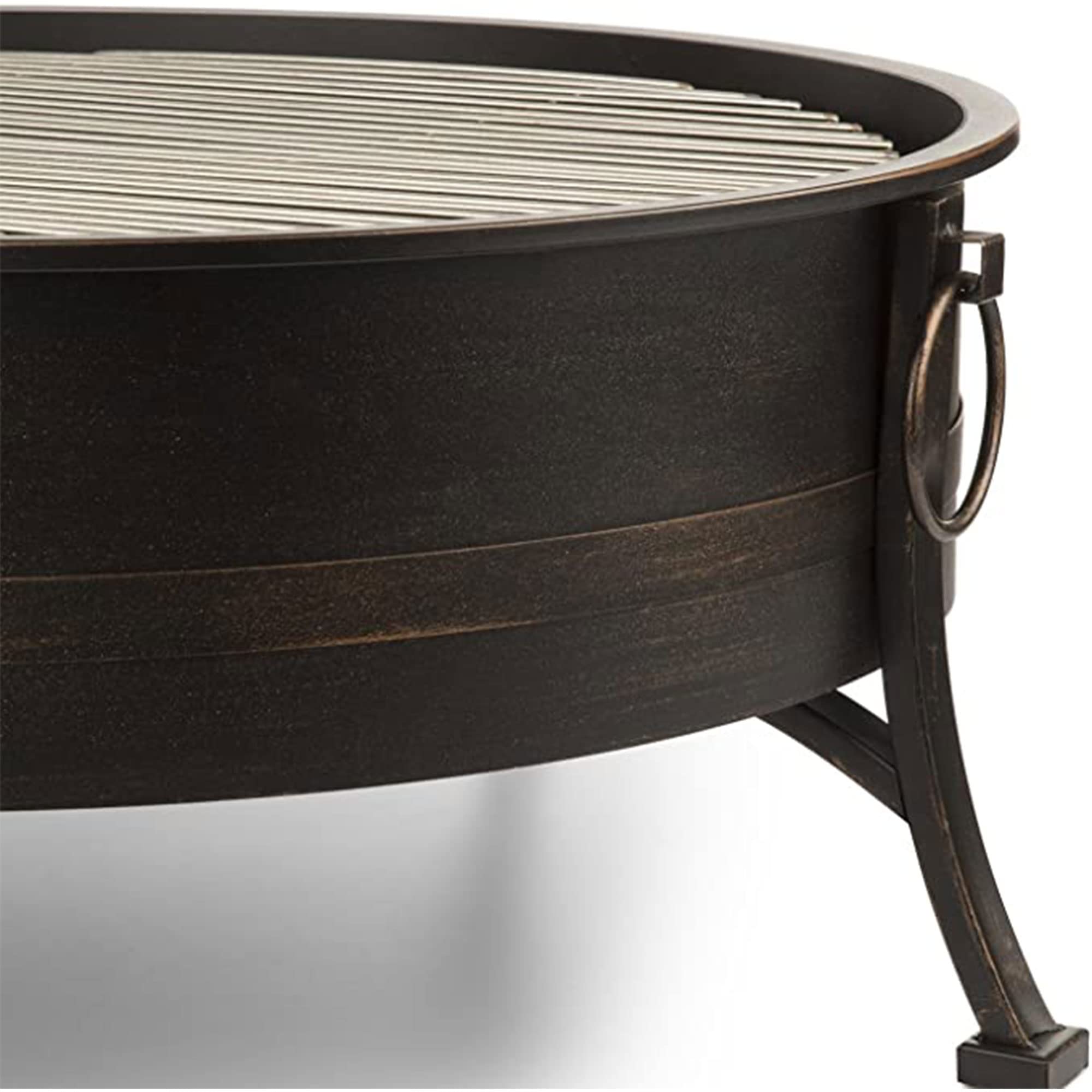Blumfeldt 2-in-1 Feuerschale - Feuerschale für den Garten mit Edelstahl-Grillrost, Feuerschalen FireView Concept, Funkenschutz, Trageringe, Schürhaken & Grillrost, Stil: Catania, schwarz