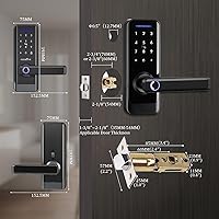 Vista 8 de Cerradura de puerta delantera inteligente con manija de palanca, teclado de entrada sin llave, cerrojo de huellas dactilares, control de aplicación