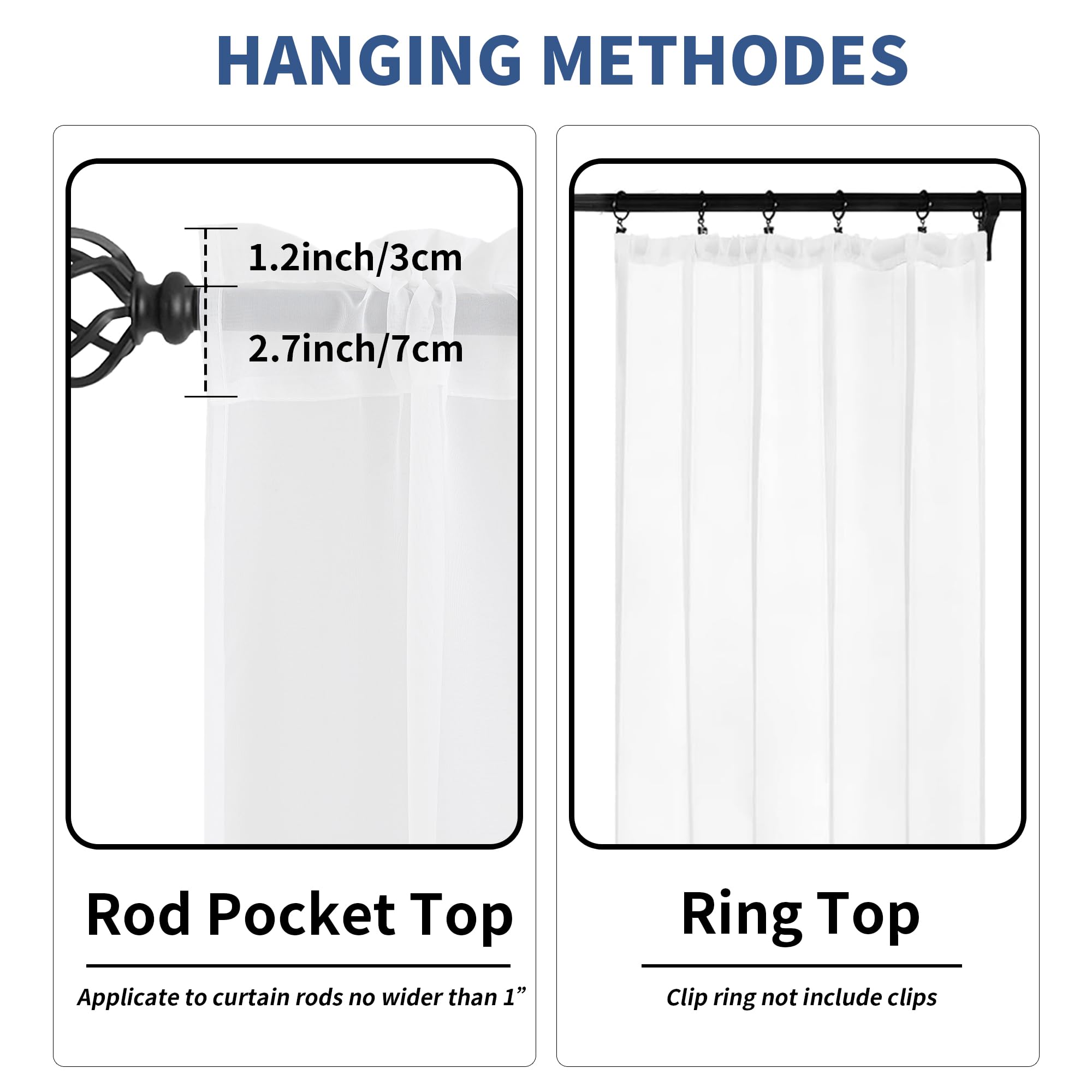 Karseteli Semi Voile White Sheer Curtains 84 Inches Long 2 Panels Rod Pocket Window Treatment for Living Room Bedroom Dining Room(White 42