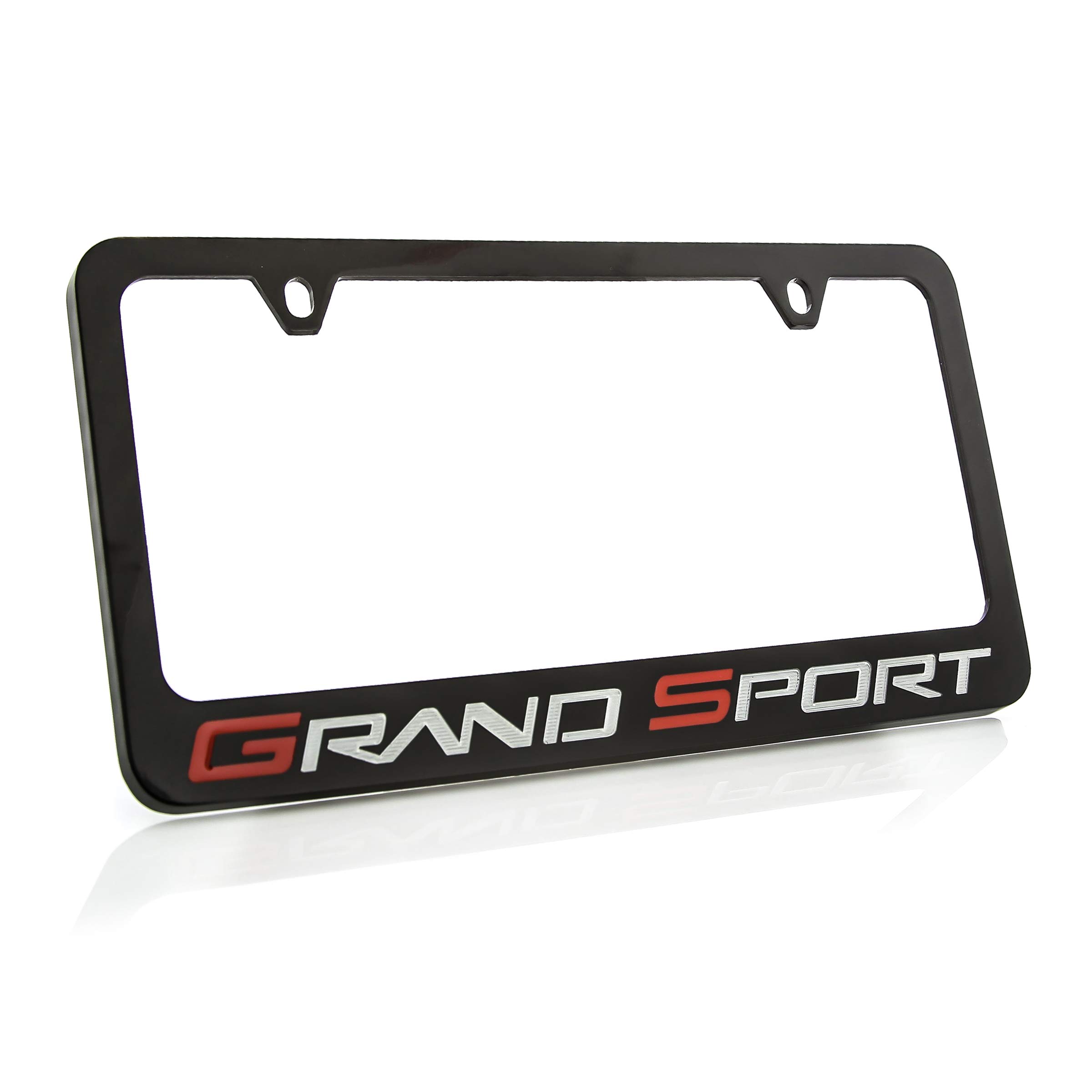 Chevrolet Corvette C6 Grand Sport Metal License Plate Frame Holder (Black & Wide)