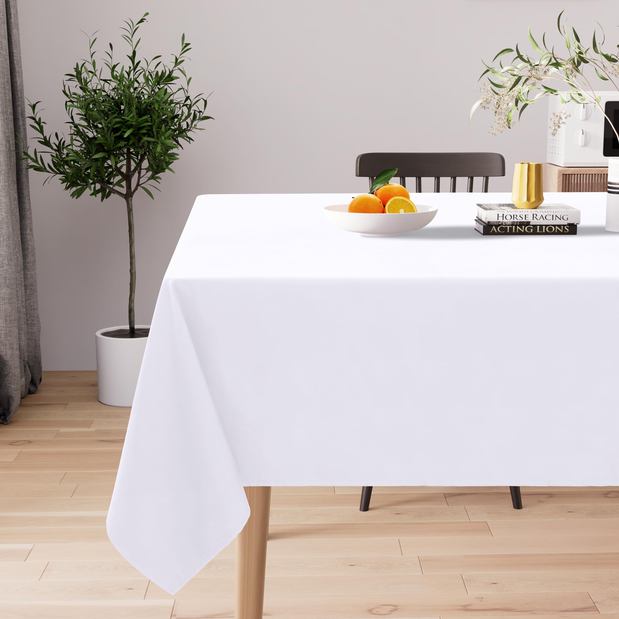 Deconovo Mantel Mesa Smiry Mantel Con Aspecto De Lino, Lavable, Rectangular, Efecto Loto, 100 X 140 Cm, Resistente Al Agua, Mantel De Mesa, Protección Antimanchas, Verde Mantel Impermeable Exterior