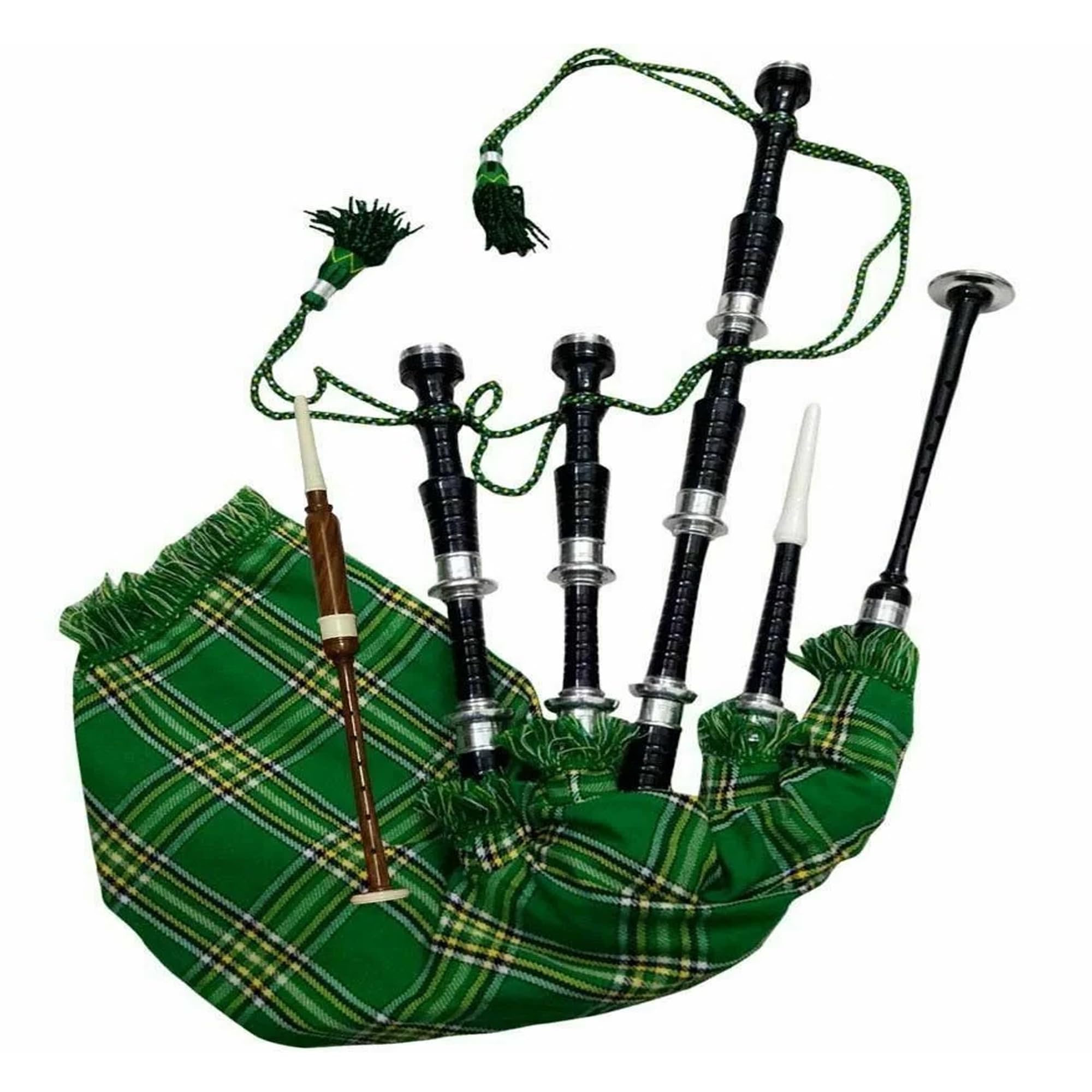 Dudelsack-Set aus Palisanderholz, naturfarben, traditioneller schottischer Hochland-Dudelsack, inklusive Zubehör, Tragetasche, spielbarer Dudelsack