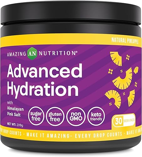 Amazing Nutrition Hidratación avanzada, polvo de electrolitos, 30 porciones, empaquetado con minerales esenciales, sin azúcar, apto para dieta