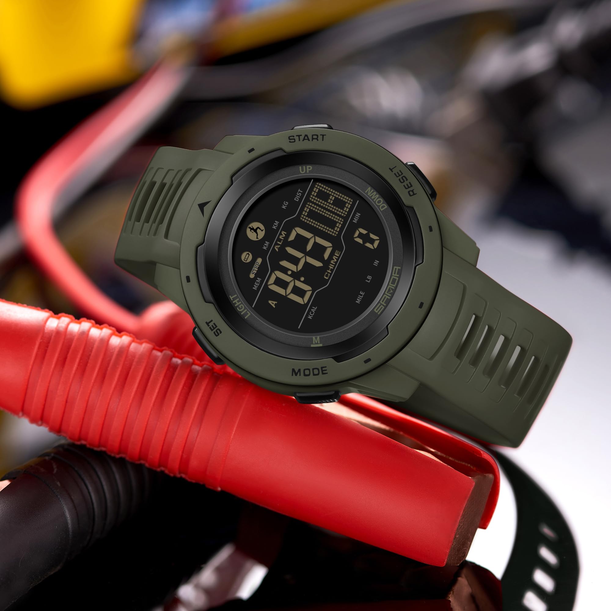 Fanmis Unisexe Podomètre Montres Militaire Multifonctionnel 50M Etanche Numérique Sport Extérieur Montre Vert