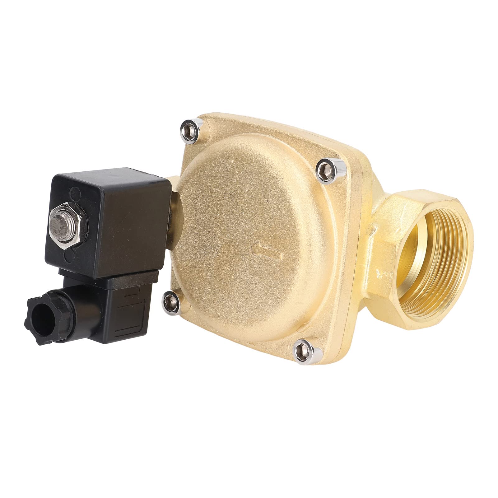 FTVOGUE Zawór Elektromagnetyczny Mosiężny 2-drogowy Zawór Normalnie Zamknięty G2in AC220V 50 Mm Apertura 72 do 176F IP65 do Kontroli Powietrza i Wody w Oleju w Przemysłowych Systemach Rurowych