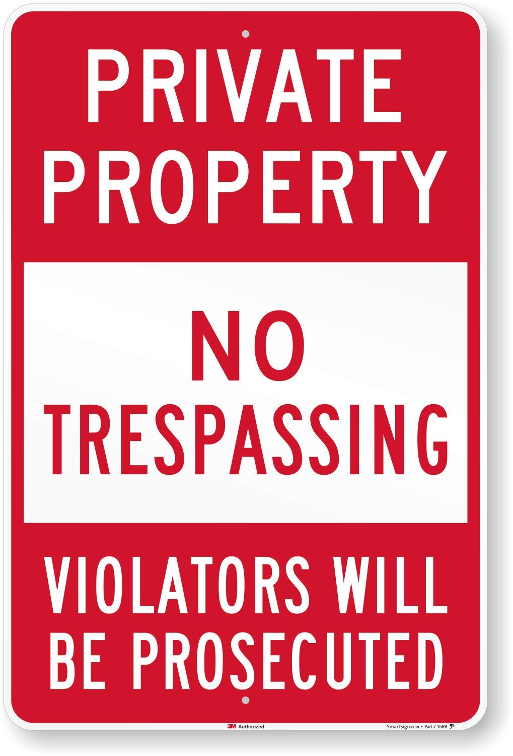 SmartSign Large Private Property No Trespassing Violators Prosecuted Sign, Premium Quality, 24x36 Inches, 3M EG Reflective Aluminum Metal, 10-Year