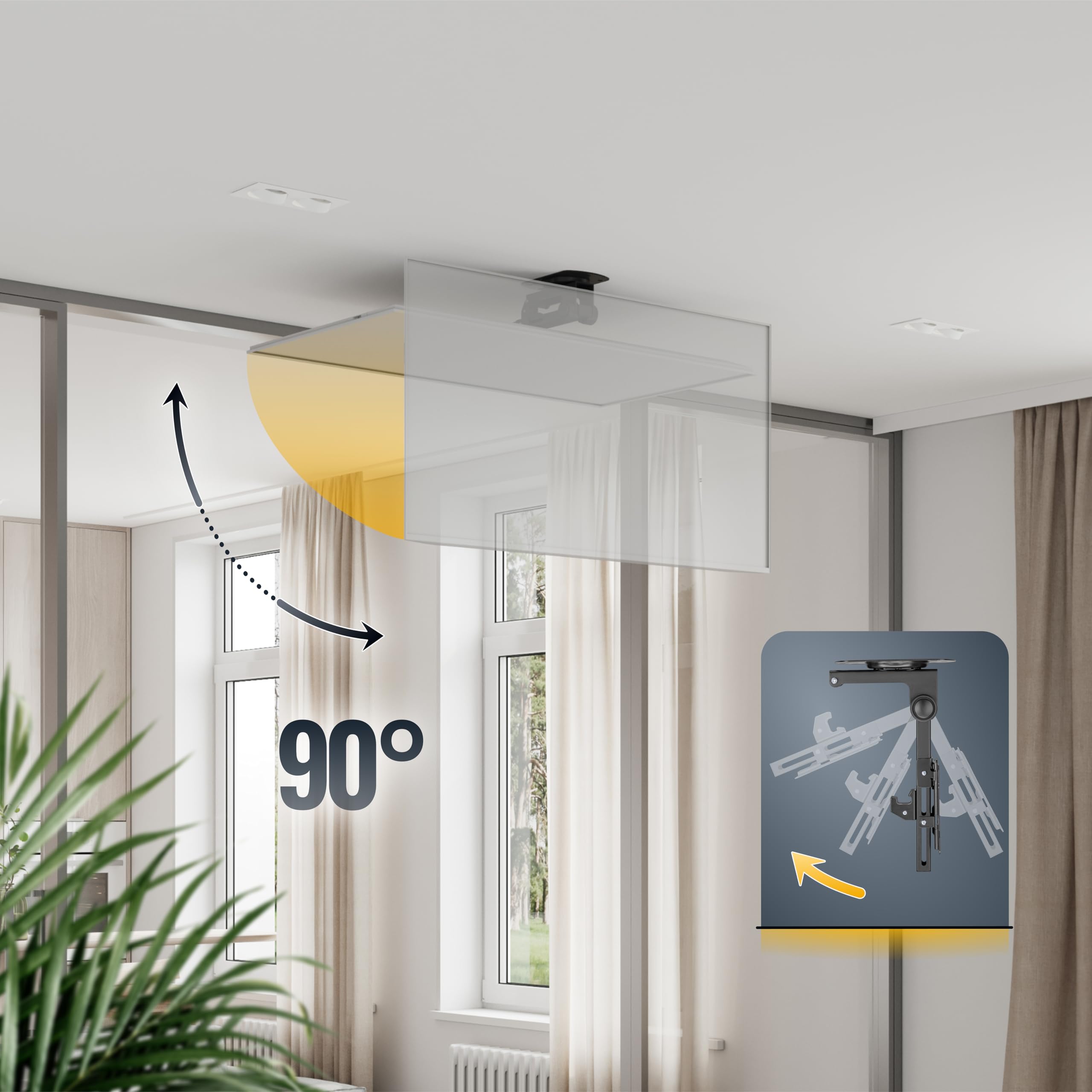 RICOO Supporto a Soffitto D0411 - Staffa Monitor Girevole e Inclinabile, Montaggio a Soffitto, Braccio Monitor di Alta Qualità, max. VESA 100x100