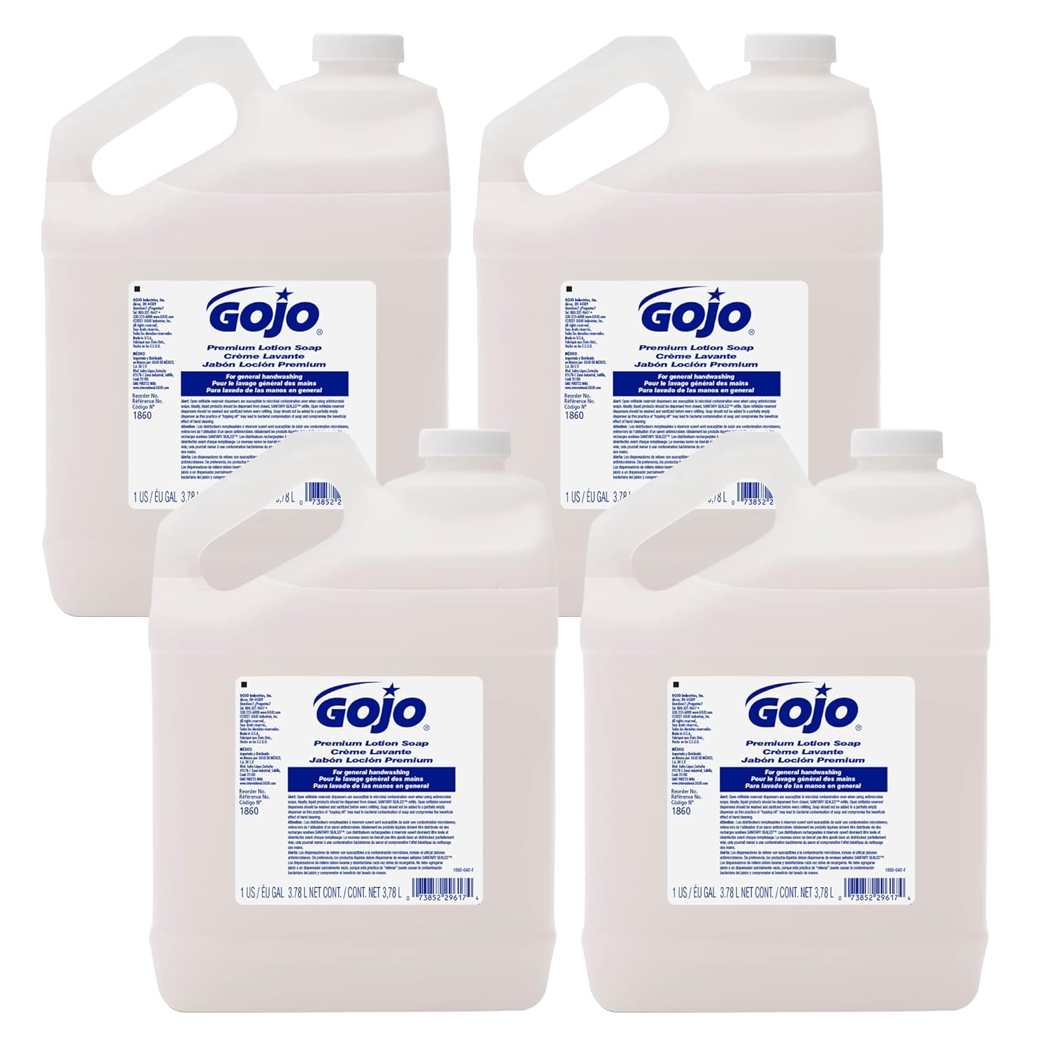 GOJO Premium Lotion Soap, Waterfall Fragrance, Gallon Pour Bottles (Pack of 4) – 1860-04