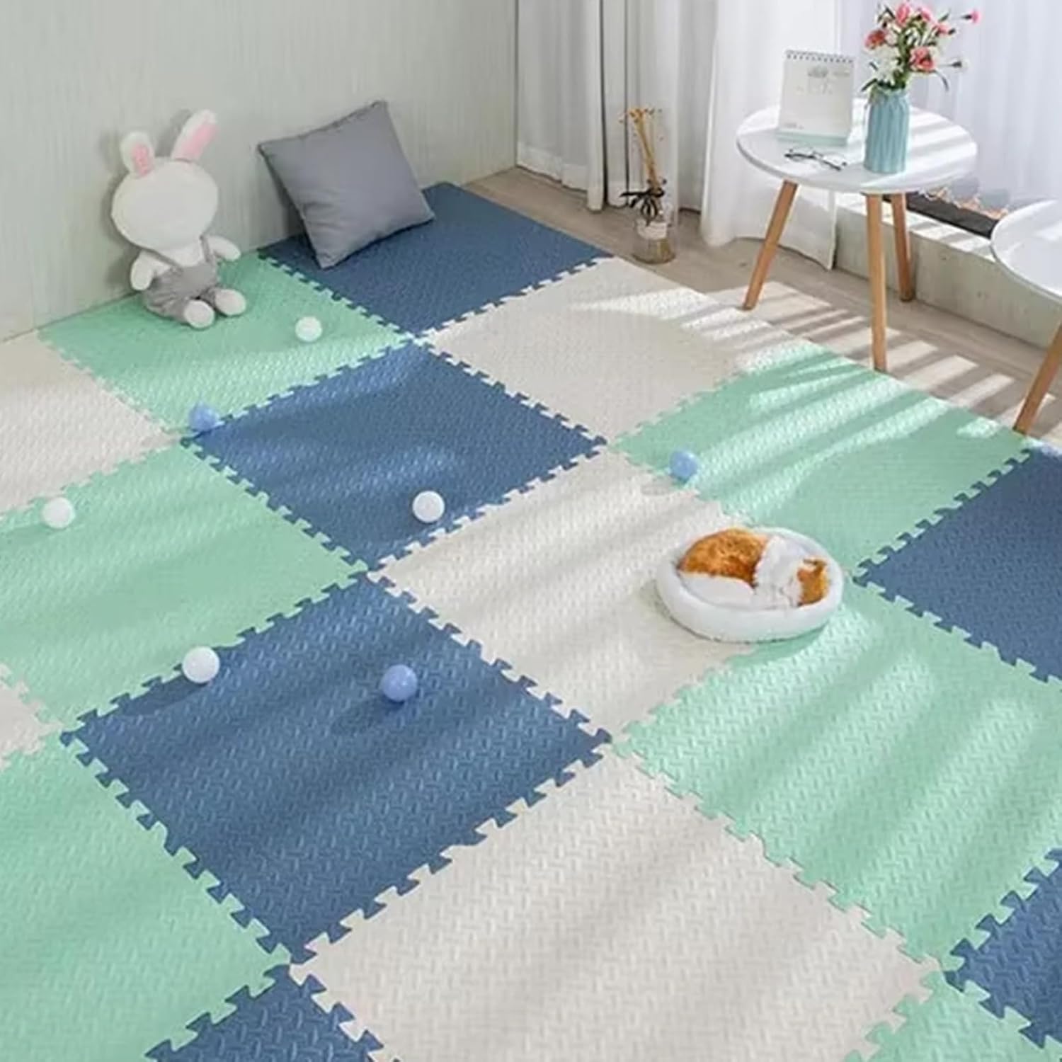 EVA Foam Floor Mat, Interlocking Floor Mats, Sound Absorbing for Indoor Playground, Living Room, Exercise Fitness, Yoga(60 * 60 * 1.2cm)(G,60 * 60 * 1.2cm-9p)