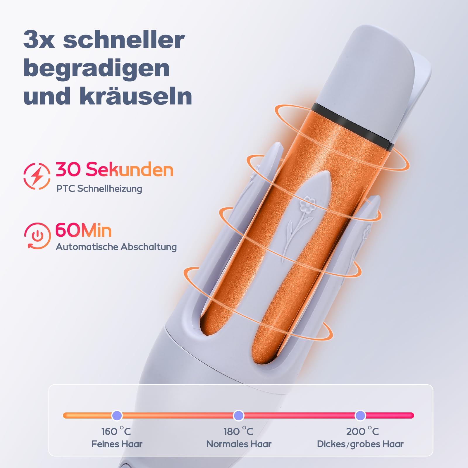 Automatischer Lockenstab 32mm, 2 in 1 Lockenstab und Glätteisen | Für mittellanges Haar, Universalspannung, Keramik-Beschichtung, Signalton, 360° drehbares Kabel inkl. hitzefeste Handschuhe