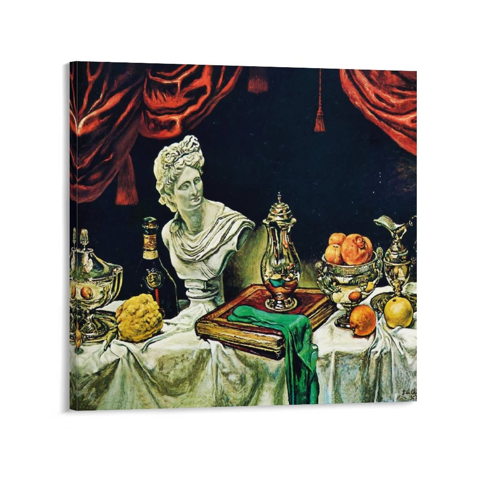 Amazon.co.jp: Giorgio De Chirico 印刷ポスター「銀食器のある静物  
