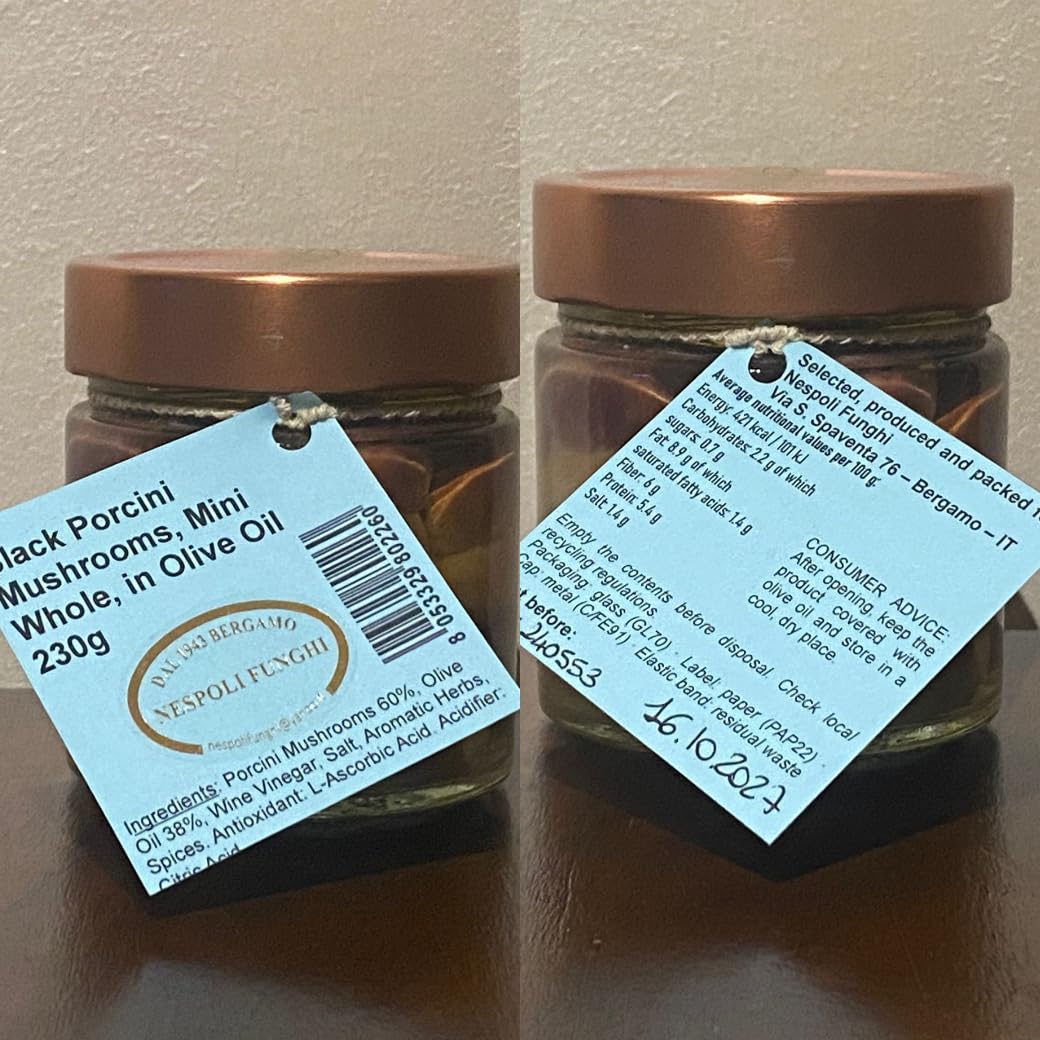 Steinpilze „Testa Nera Micro“ in Olivenöl – 230 g – Feinkost Italienische Antipasti, klein & besonders zart – Nespoli Funghi