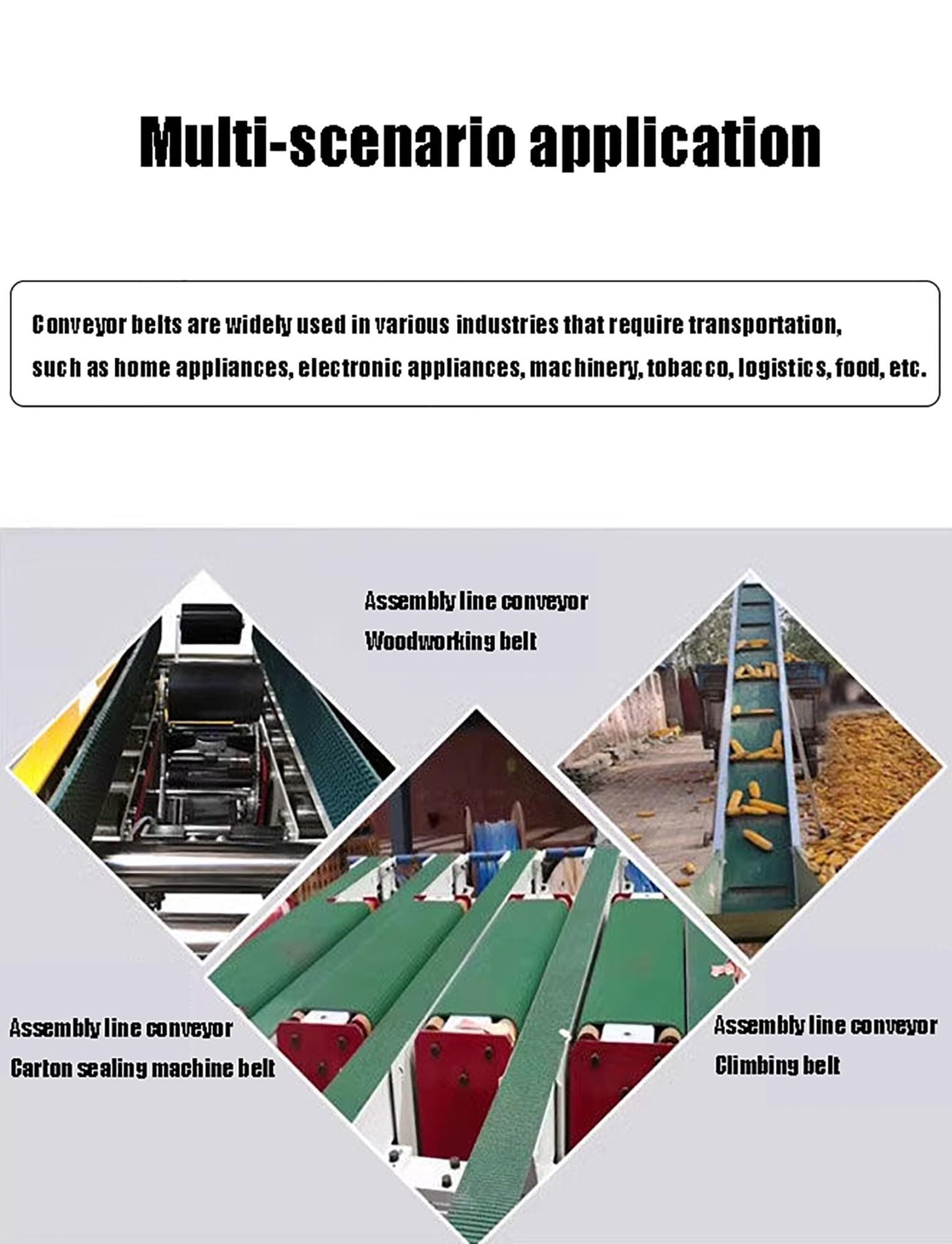 Nastro trasportatore in PVC ad alte prestazioni di ricambio per sistemi di pulegge a benna Ideale per fabbriche industriali Trasporto e materiali HandliApplicats
