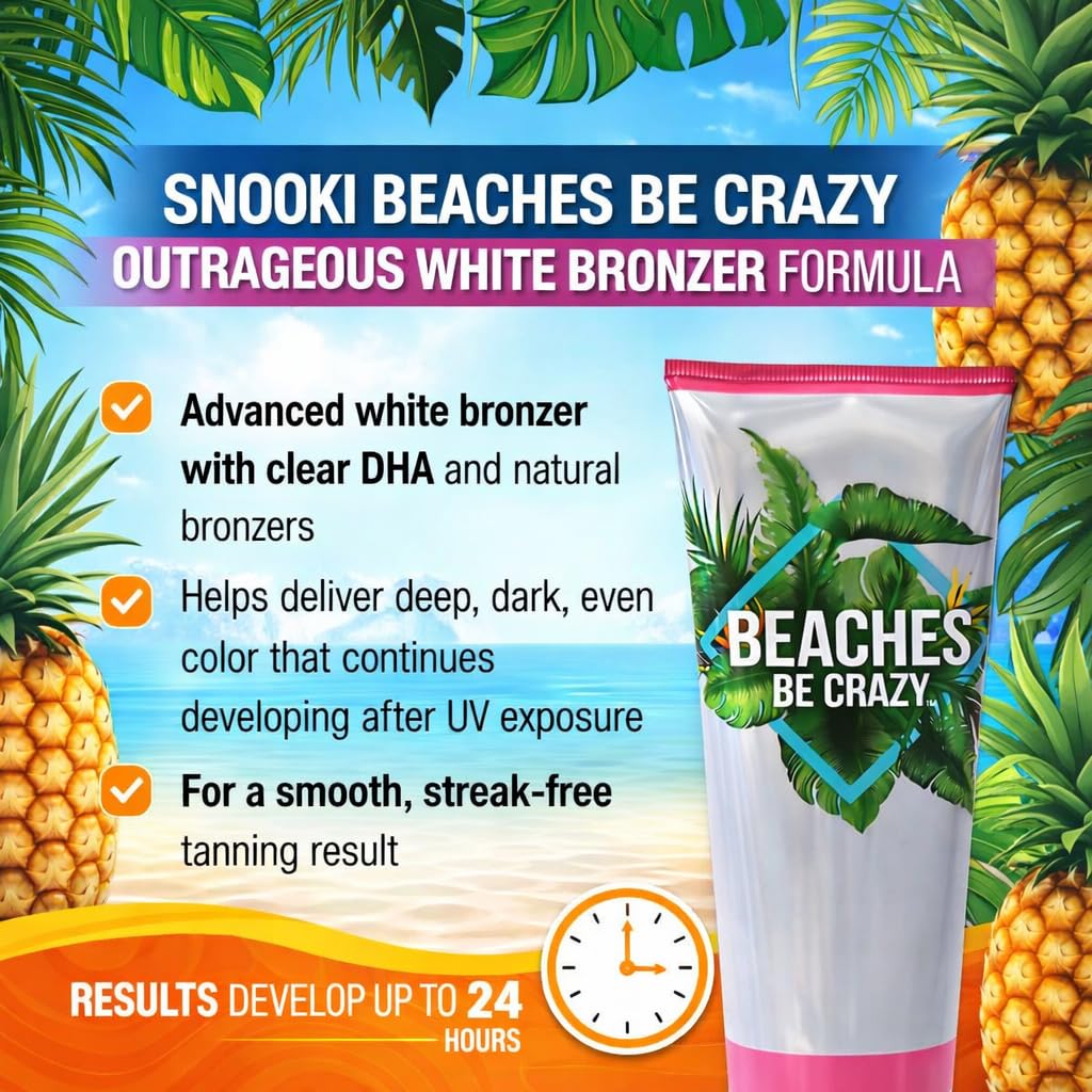 Supre SNOOKI BEACHES BE CRAZY Outrageous White Bronzer, 9 ounces. Tanning Bed Lotion