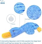 Best Pet Supplies Crinkle Dog Toy for Small, Medium, and Large Breeds, Cute No Stuffing Duck with Soft Squeaker, Fun for Indoor Puppies and Senior Pups, Plush No Mess Chew and Play - Blue