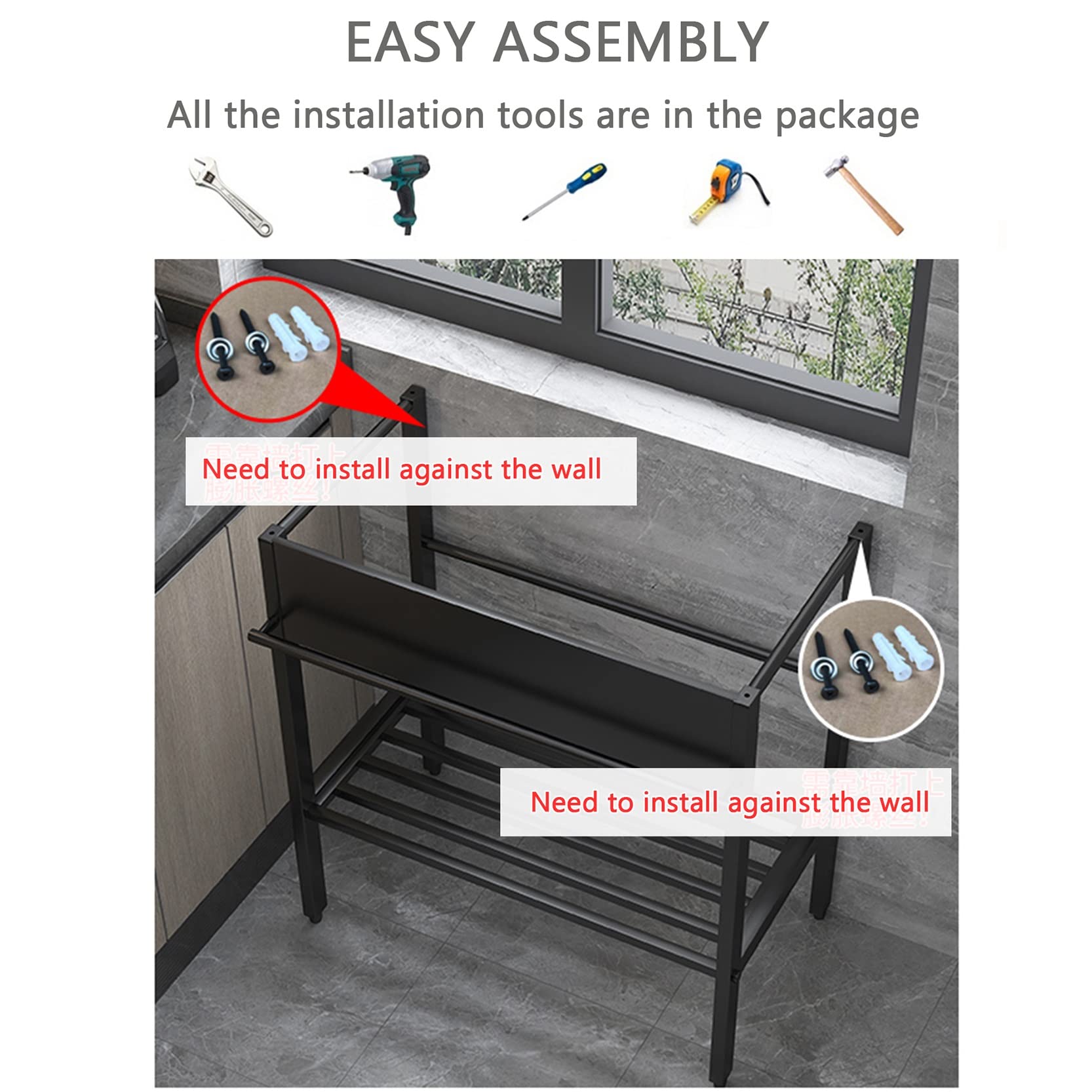 Lavello Cucina Nero con 1 vasca,60x45x86cm Lavandino in Acciaio Inox con Scolapiatti,Lavabo di Utilità con Rubinetto,Lavelli Commerciale Autoportante,Lavatoio da Giardino Campeggio,per Interni Esterni