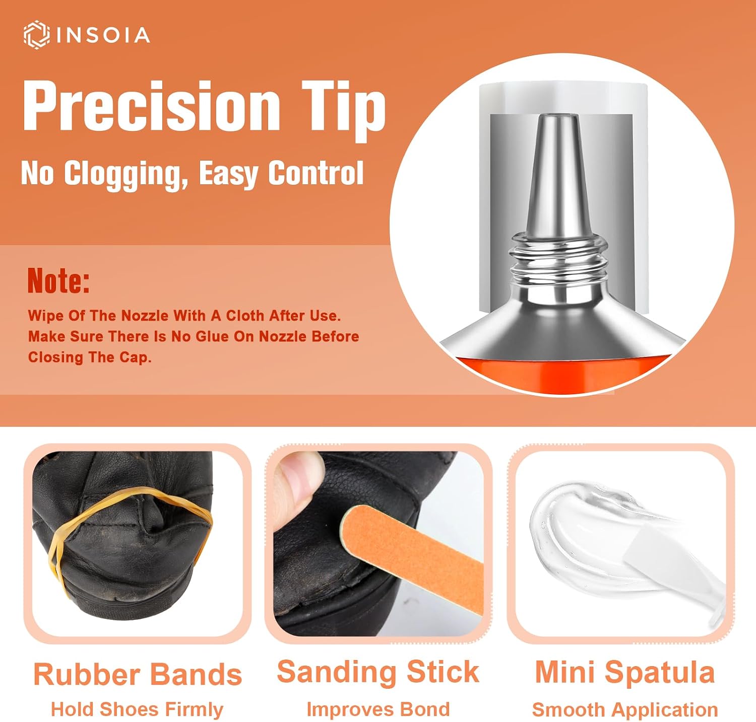 INSOIA Shoe Glue Sole Repair Kit 29.5 ML, Heavy Duty Shoe Adhesive