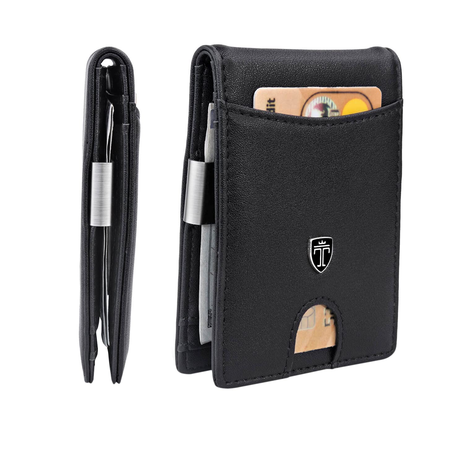 TRAVANDO Slim Wallet with Money Clip Seattle RFID Blocking Wallet - Credit Card Holder - Travel Wallet - Minimalist Mini Wallet Bifold for Men with Gift Box (Black)