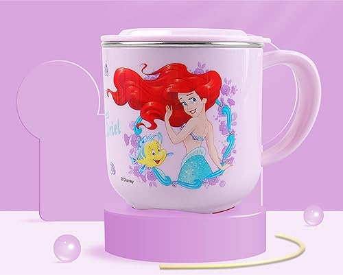 Miniatura 2 de Everyday Delights Disney Princess Ariel Mermaid - Vaso de acero inoxidable ABS duradero con tapa, 8.5 fl oz, color morado