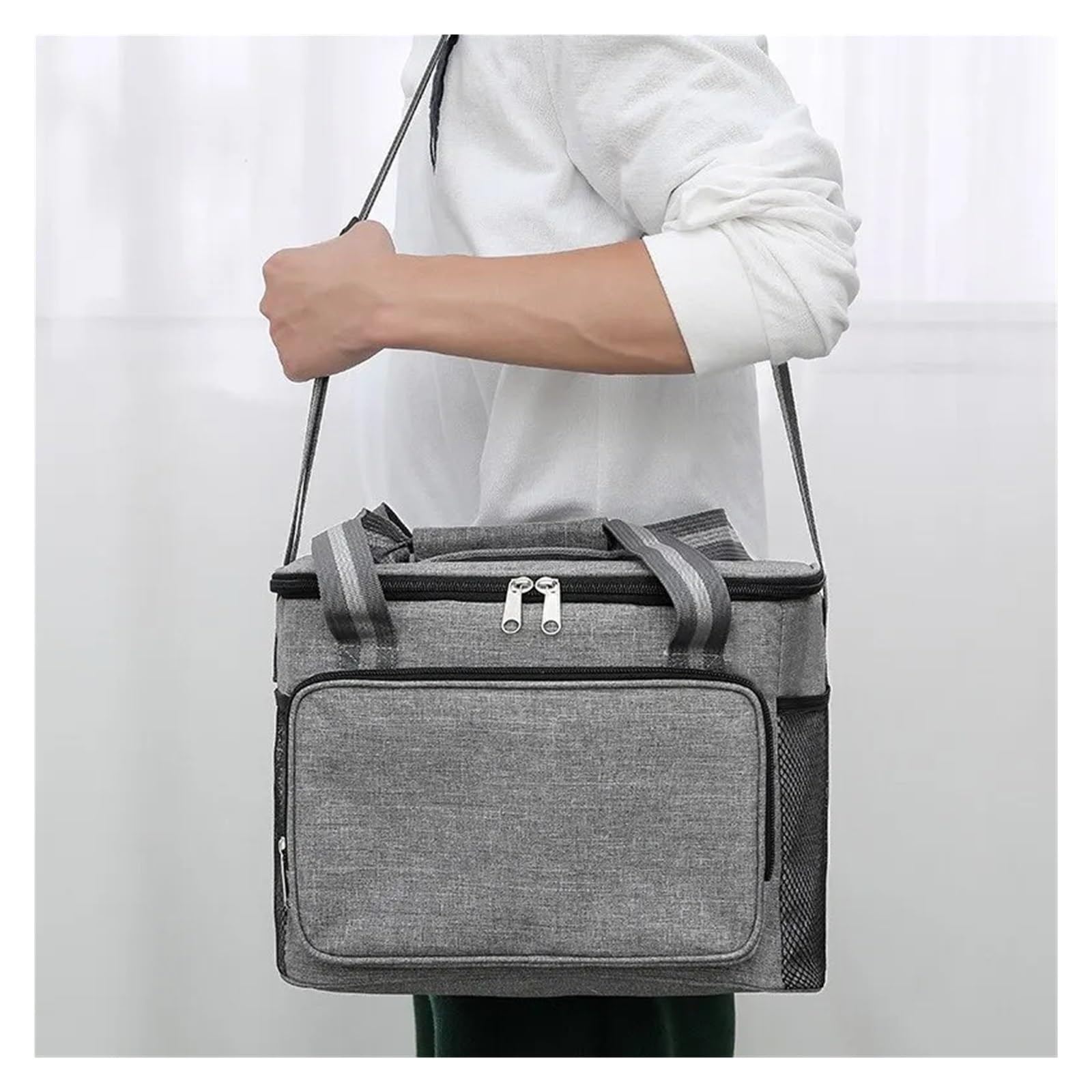 Bolsa de Almuerzo Grande con Aislamiento, Bolsa de Almuerzo for Picnic al Aire Libre, Resistente al Agua, Gruesa, de Mano/Hombro, Color Negro Bolsa de Almuerzo
