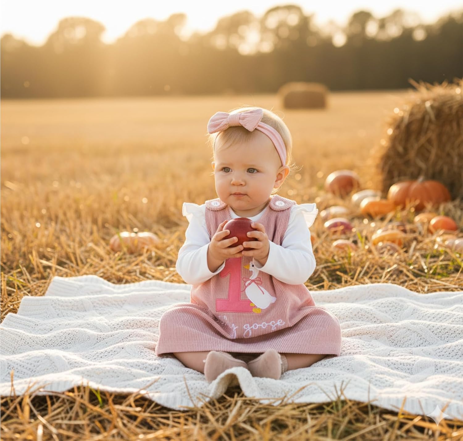 Baby Girl 1st Birthday Outfit One Silly Goose Overall Dress Romper Corduroy Skirt Set Headband 3Pcs Fall Clothes - Image 2