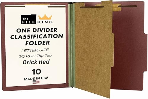 The File King One Divider - Carpeta de archivos de clasificación de cartón prensado azul oscuro, tamaño carta, caja de 10, pestaña superior,