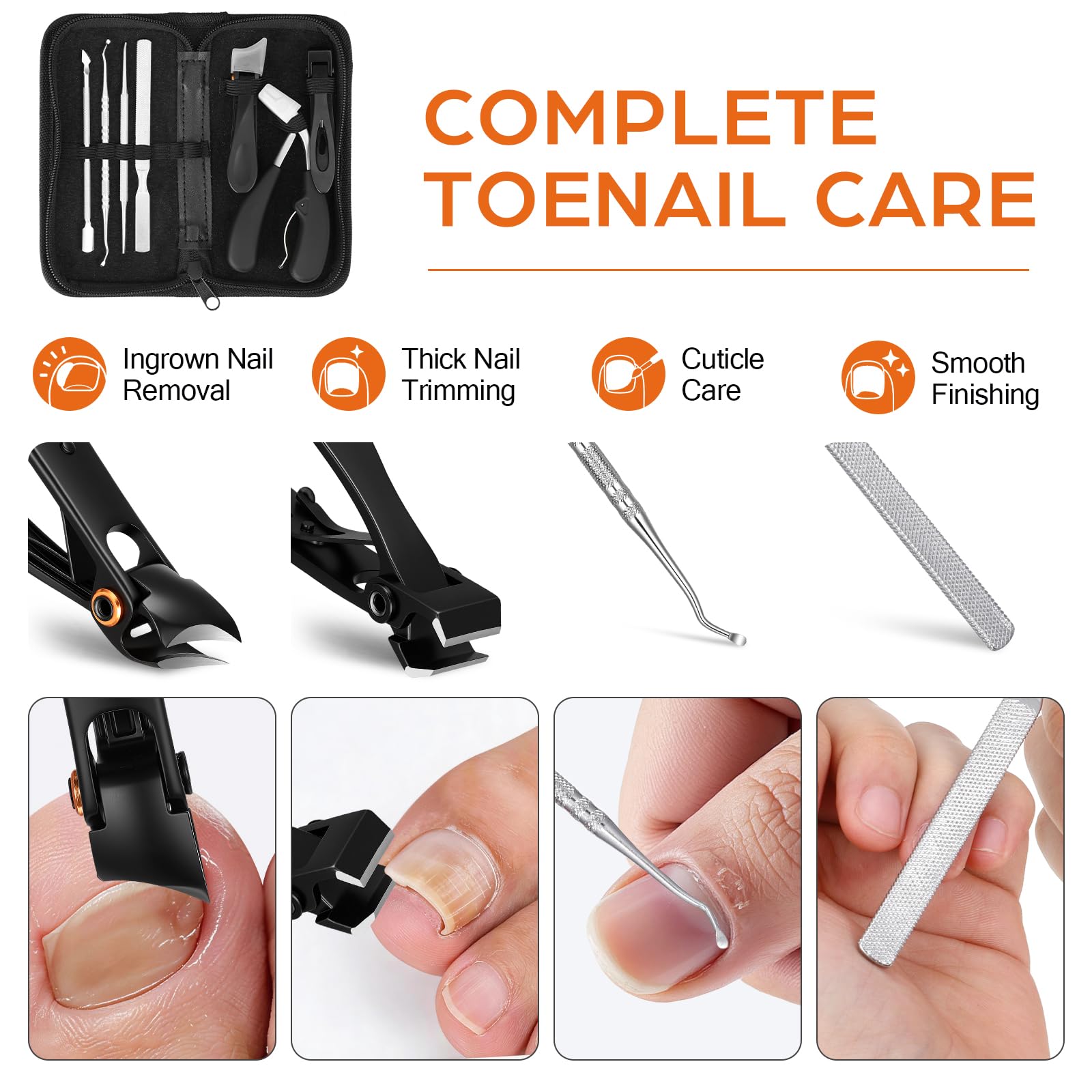 Toenail Clipper Set for Thick Nails and Nail Care